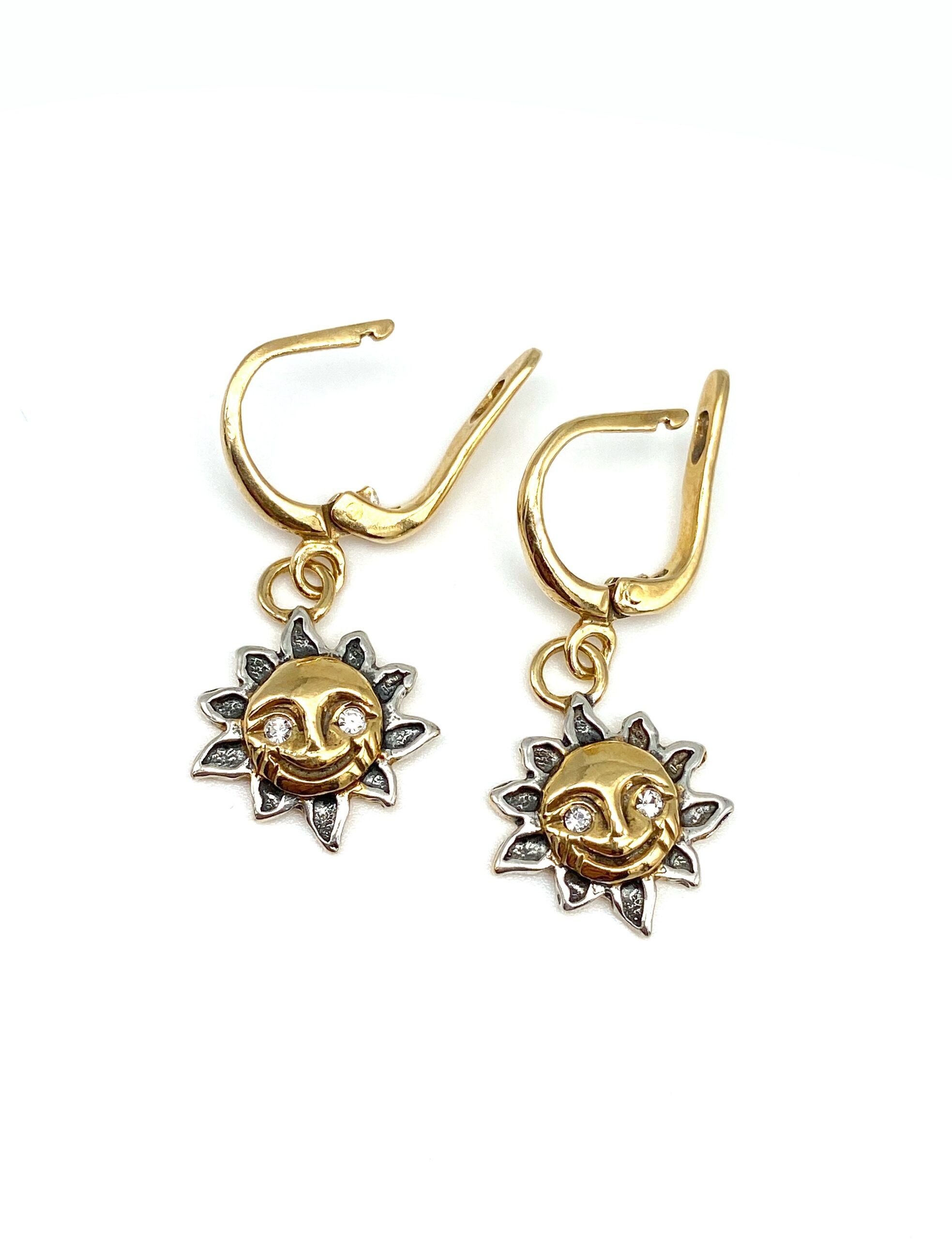 Handmade × Sterling Silver Sun Smile 925 Sterling Silver Dangle Earrings Size ONE SIZE - 3 Thumbnail