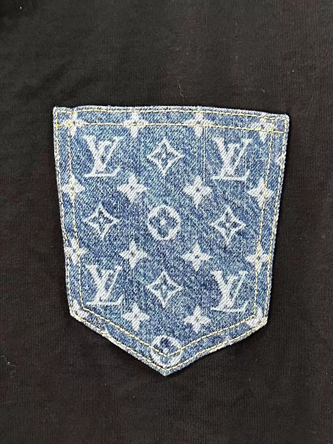 Louis Vuitton LV Women's Monogram Denim Pocket Black Short Sleeve Tee XL Size XL / US 12-14 / IT 48-50 - 4 Thumbnail