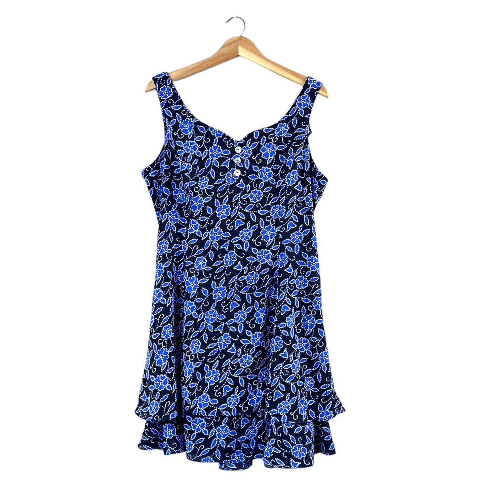 Vintage Women's Blue Floral Vintage S.L. Fashions Dress 14 Size XL / US 12-14 / IT 48-50 - 1 Thumbnail