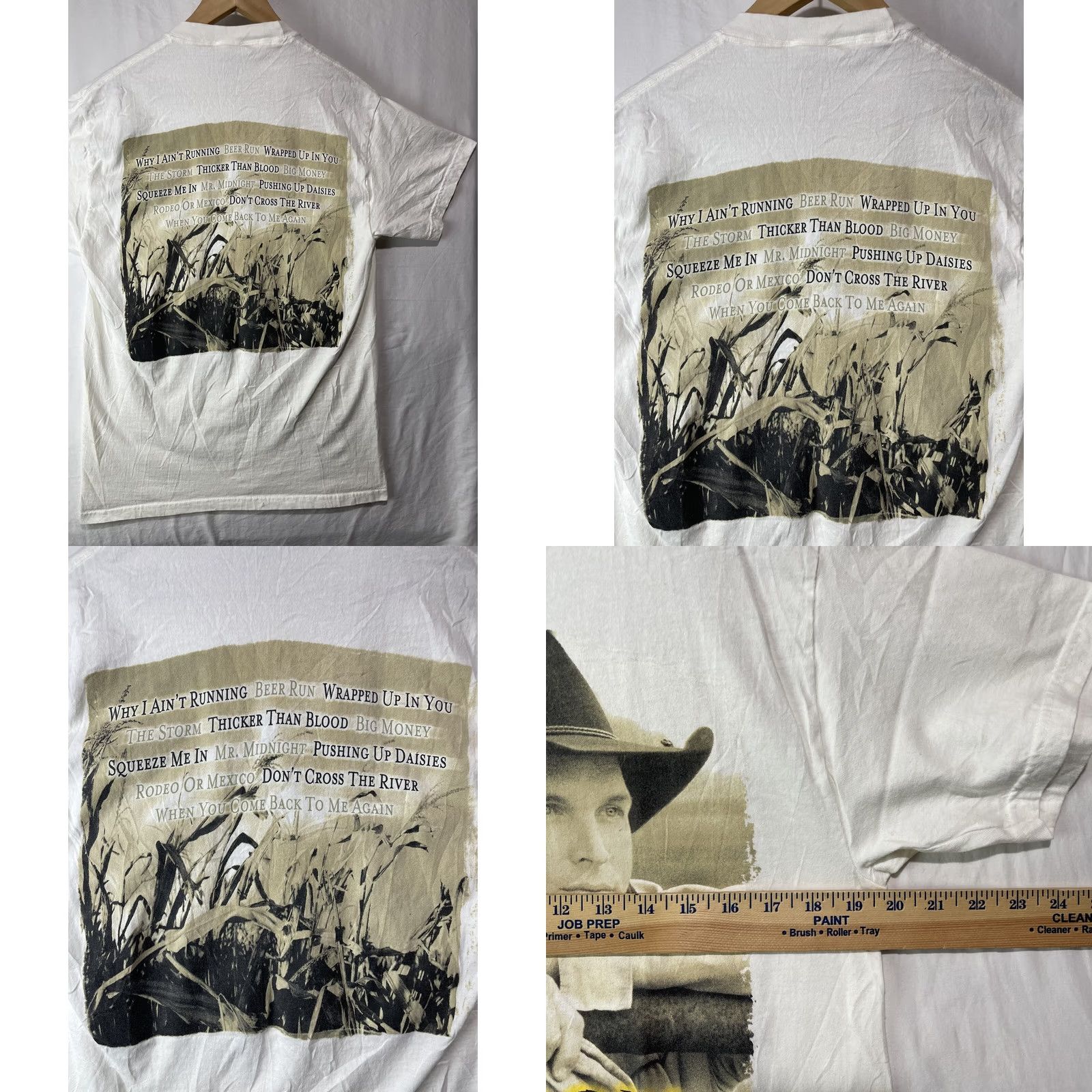 Hanes VINTAGE Garth Brooks Shirt Mens Medium Scarecrow Single Stitch Y2K Cowboy Country Music Hanes Cotton White Crew Neck Graphic Print T-Shirt Mens Size US M / EU 48-50 / 2 - 9 Thumbnail