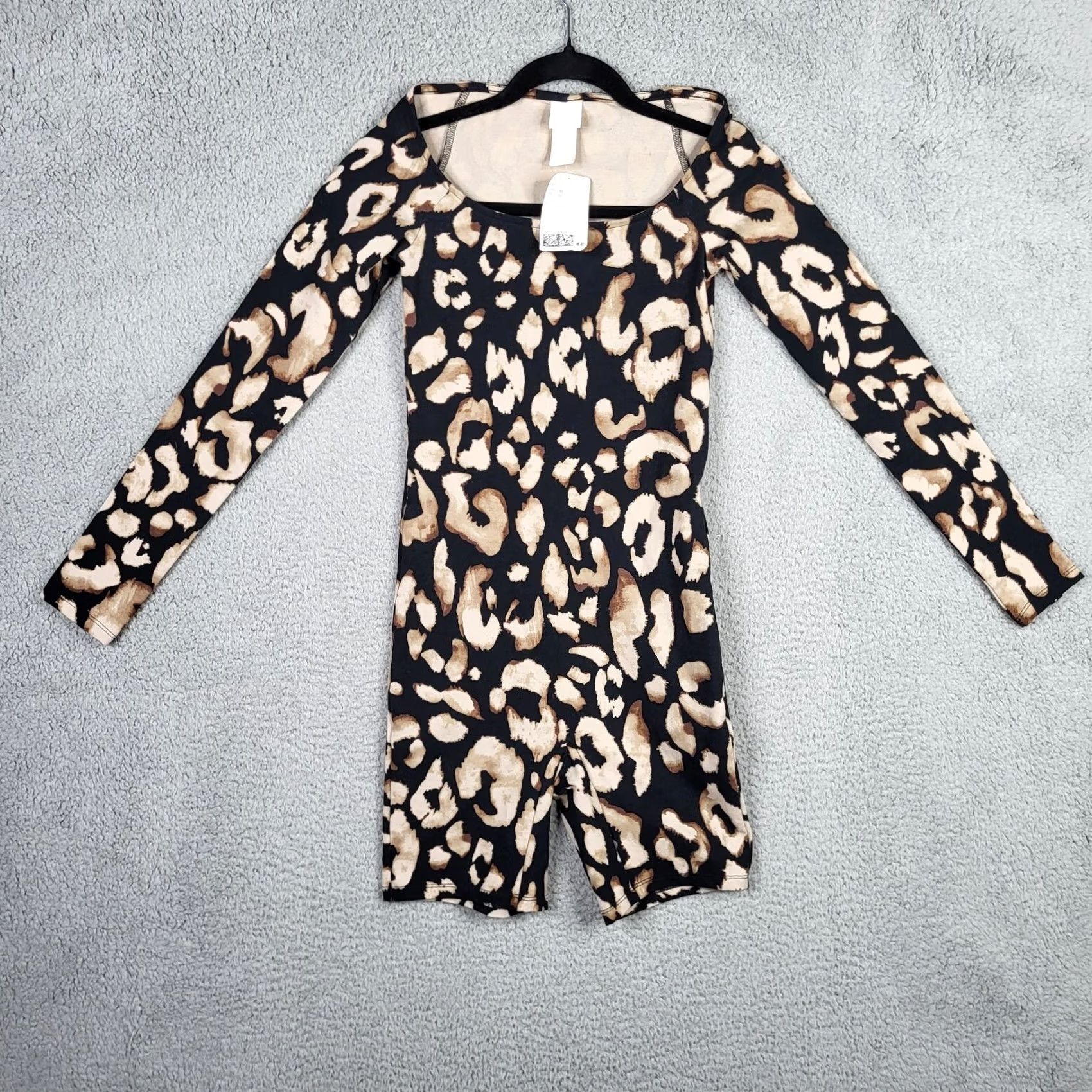 H&M H&M Womens Long Sleeve Stretch Unitard Jumpsuit XS New Multicolor Animal Print Square Neck Skinny Legged One-Piece Size XS / US 0-2 / IT 36-38 - 2 Thumbnail