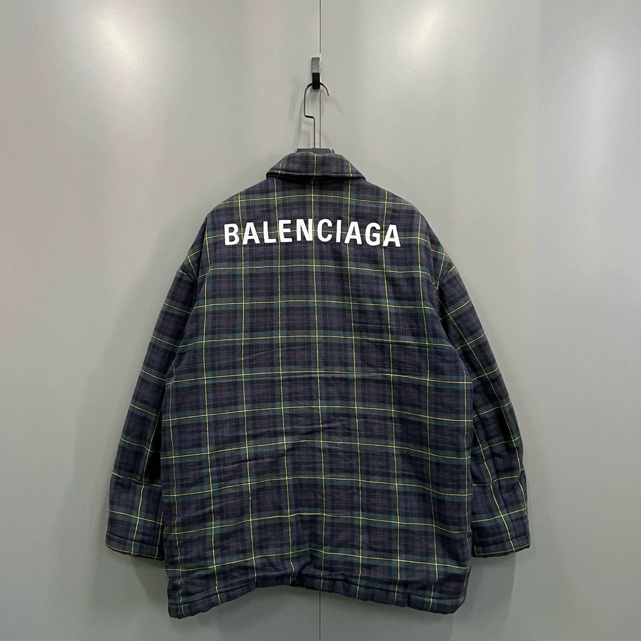 balenciaga plaid logo embroidered jacket size 48