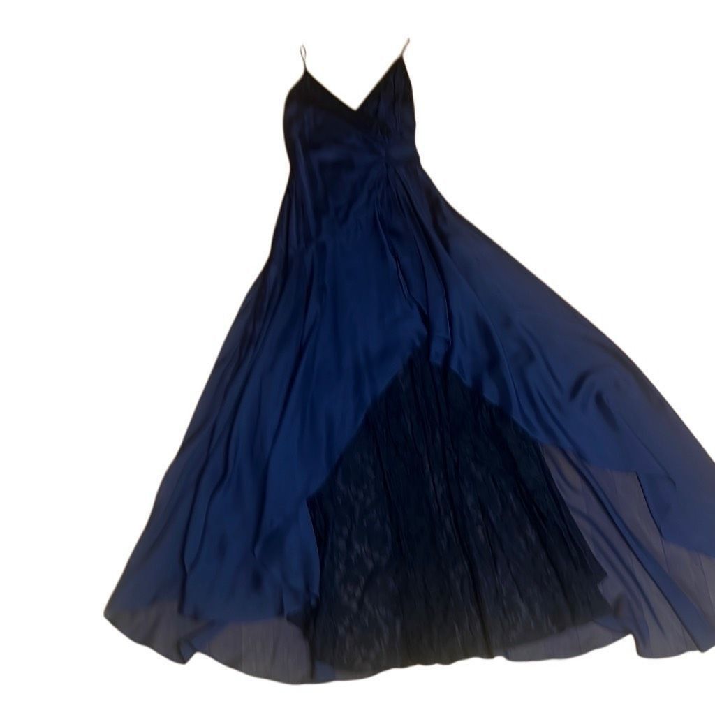 SikSilk Meghan Silk Lace-Trim Dark Blue Gown Dress 4 (024) Size S / US 4 / IT 40 - 12 Thumbnail