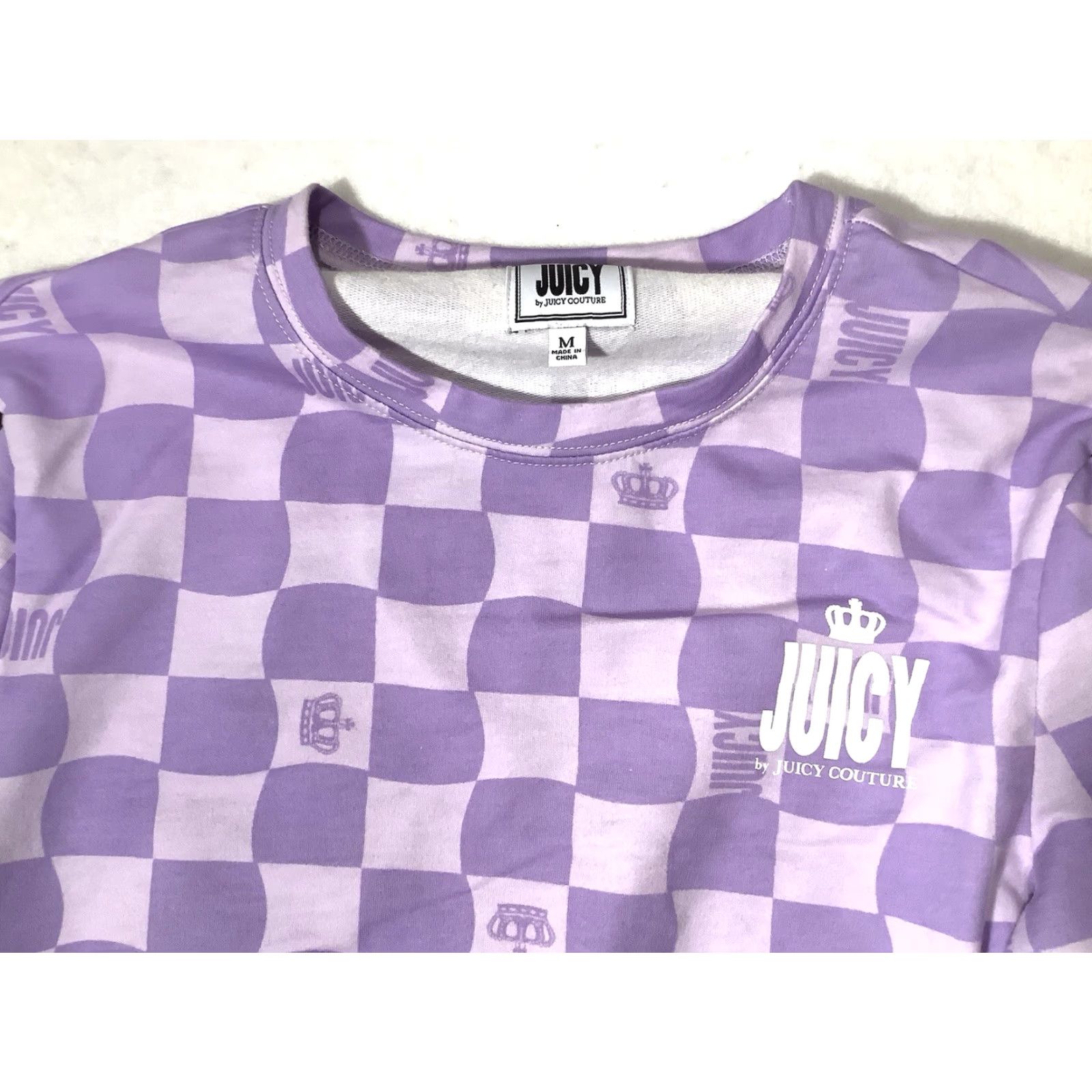 Juicy Couture VINTAGE Juicy Couture Sweatshirt Purple Size Medium Womens Long Sleeve Checkered Logo Size M / US 6-8 / IT 42-44 - 2 Thumbnail