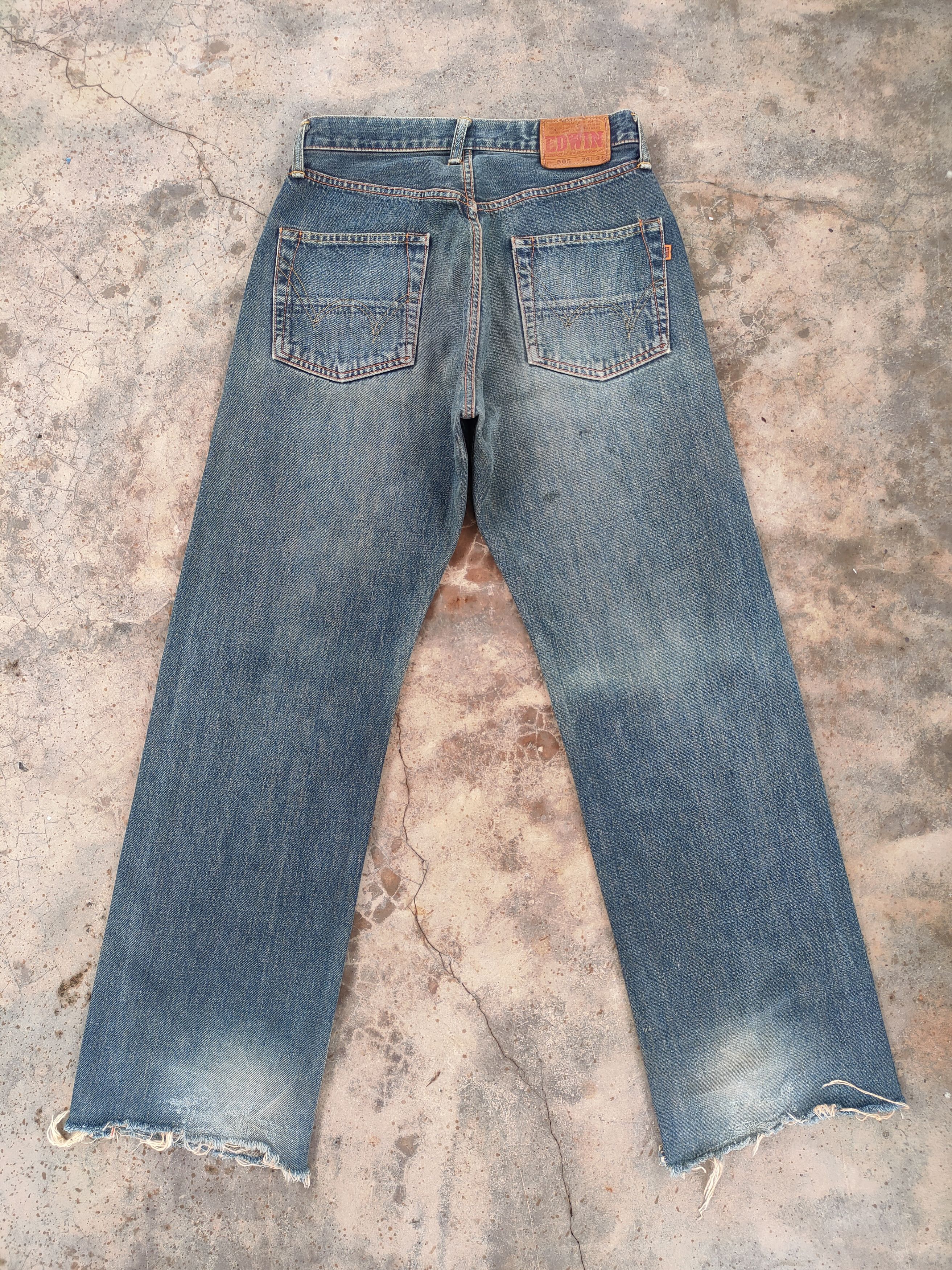 Edwin VINTAGE RUSTY EDWIN ORANGE TAG RIPPED DENIM JEANS PANTS Size US 29 - 8 Thumbnail