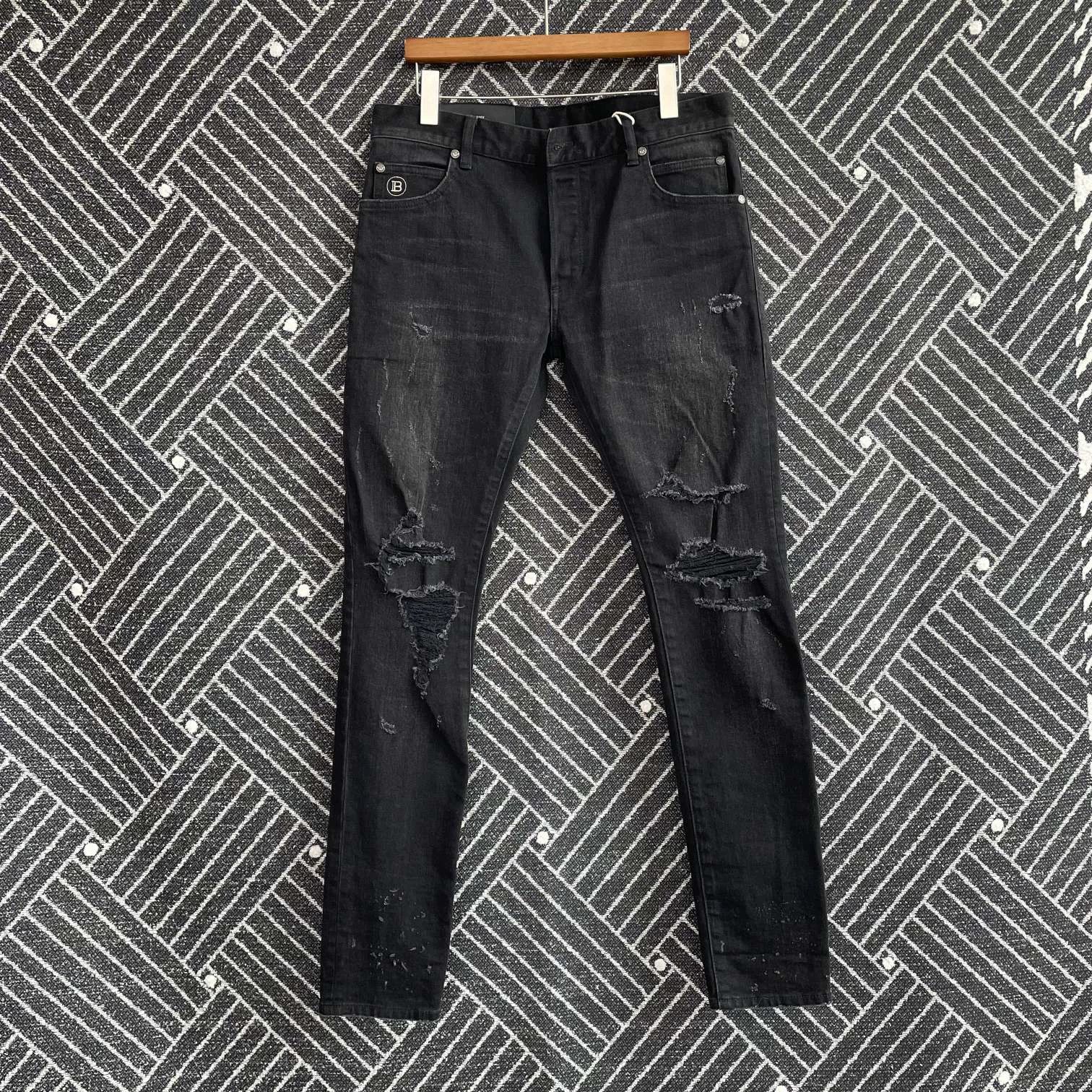 Balmain Balmain Black Silver Washed Distressed 32 99New Jeans Size US 32 / EU 48 - 1 Thumbnail