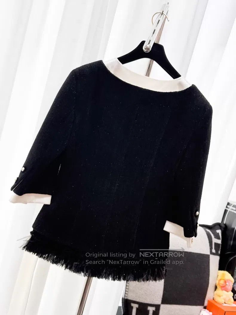 Chanel Chanel Long-sleeved coat with white tassels Size XS / US 0-2 / IT 36-38 - 3 Thumbnail