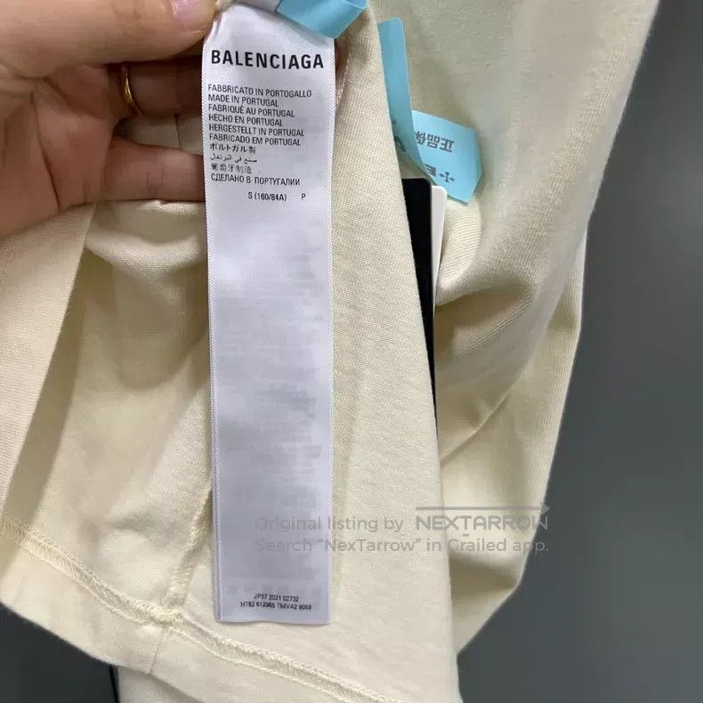 Balenciaga Balenciaga Beige Logo Embroidered Short Sleeve, Size S Size US S / EU 44-46 / 1 - 5 Thumbnail