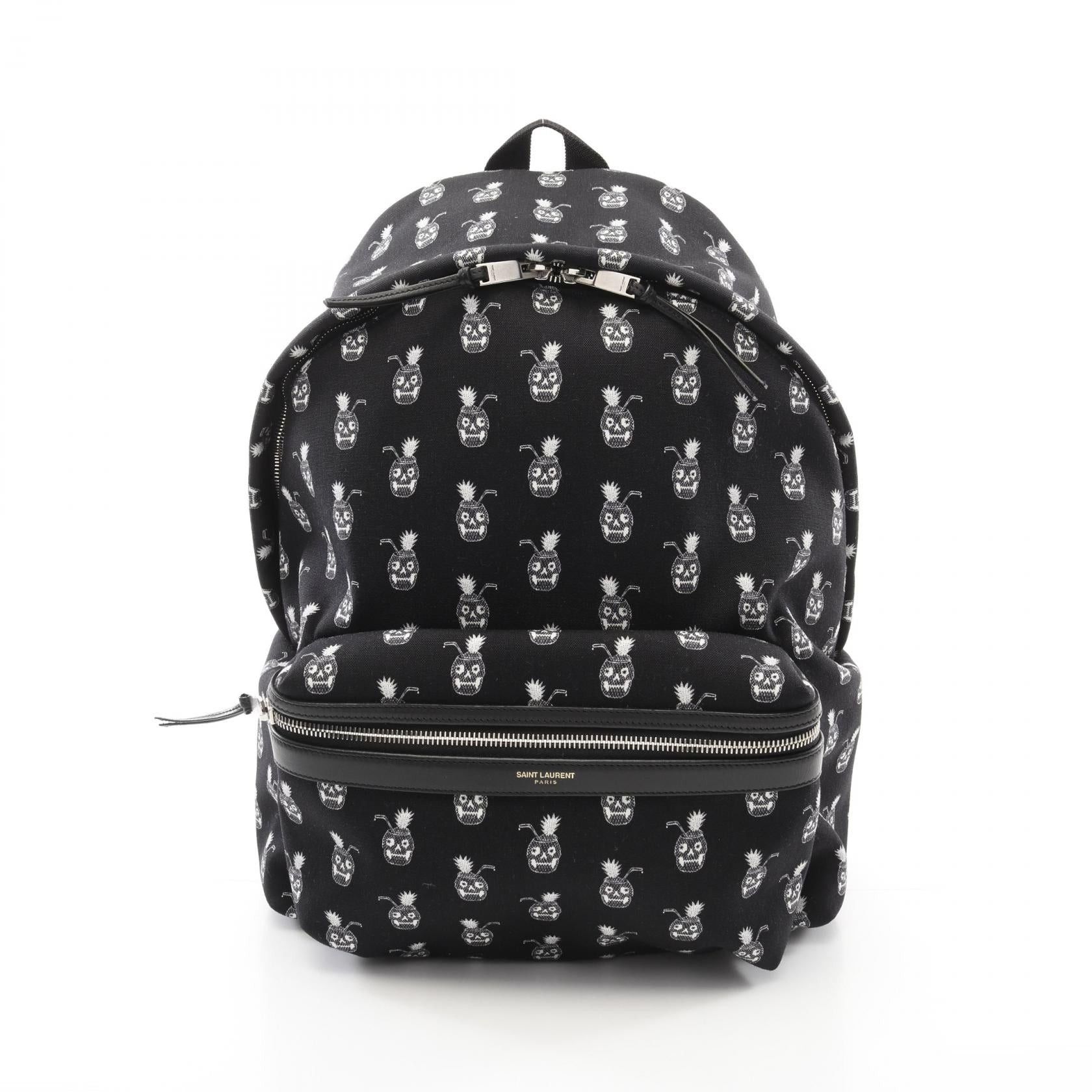 Yves Saint Laurent Yves Saint Laurent Classic Hunting Backpack Rucksack Canvas Leather Black White Size ONE SIZE - 1 Thumbnail