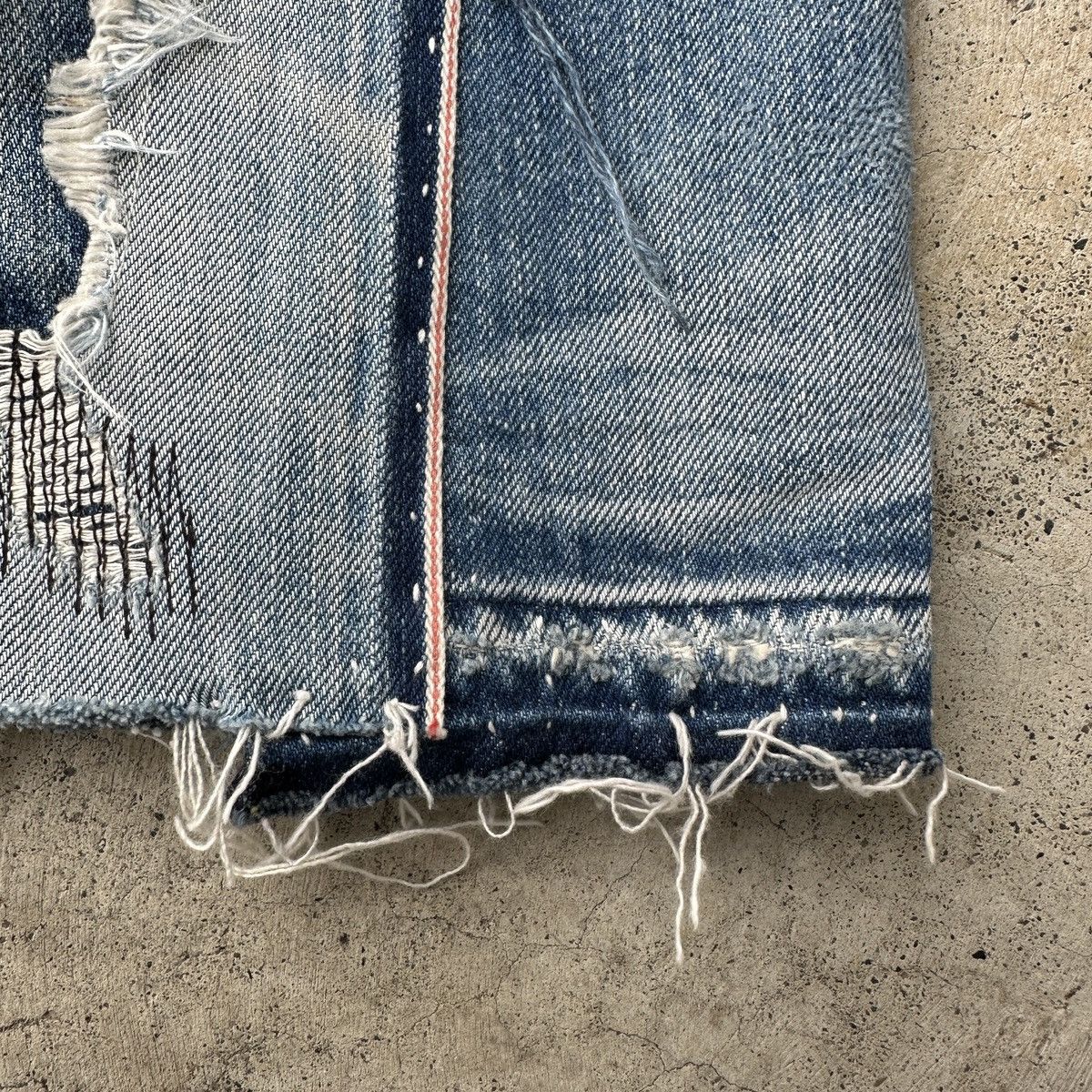 FDMTL Mercedes Benz Selvedge Crash Boro Denim Shorts jort capris Size US 36 / EU 52 - 21 Thumbnail