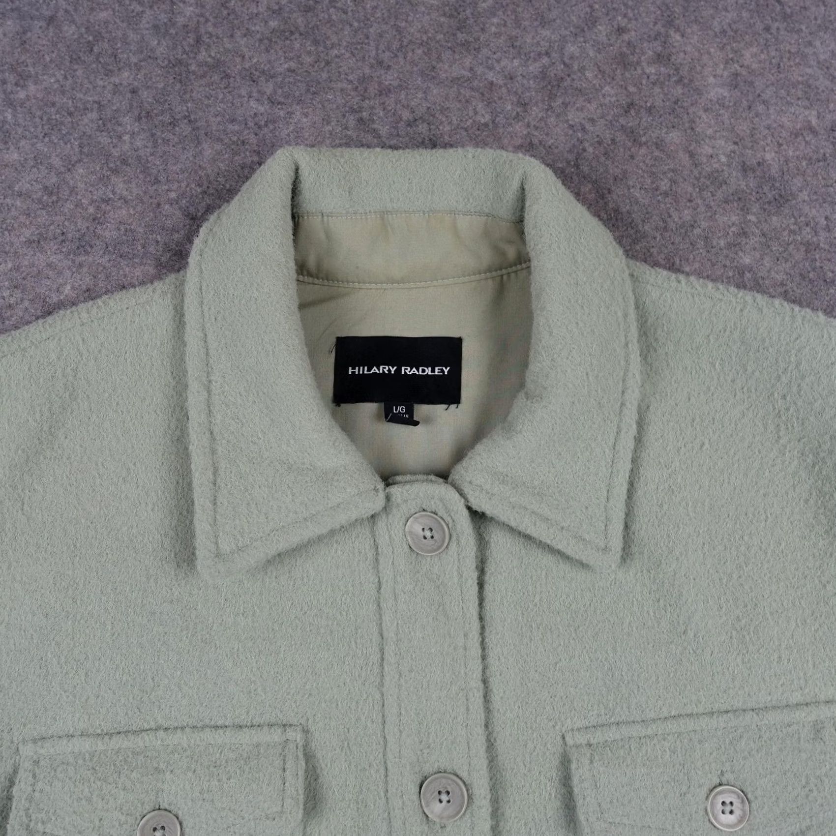 Vintage Hilary Radley Jacket Womens L Green Fleece Shacket Button Front Lined Shirt Jacket Casual All Seasons Medium/Regular Womens Large Green 90s? Size L / US 10 / IT 46 - 3 Thumbnail