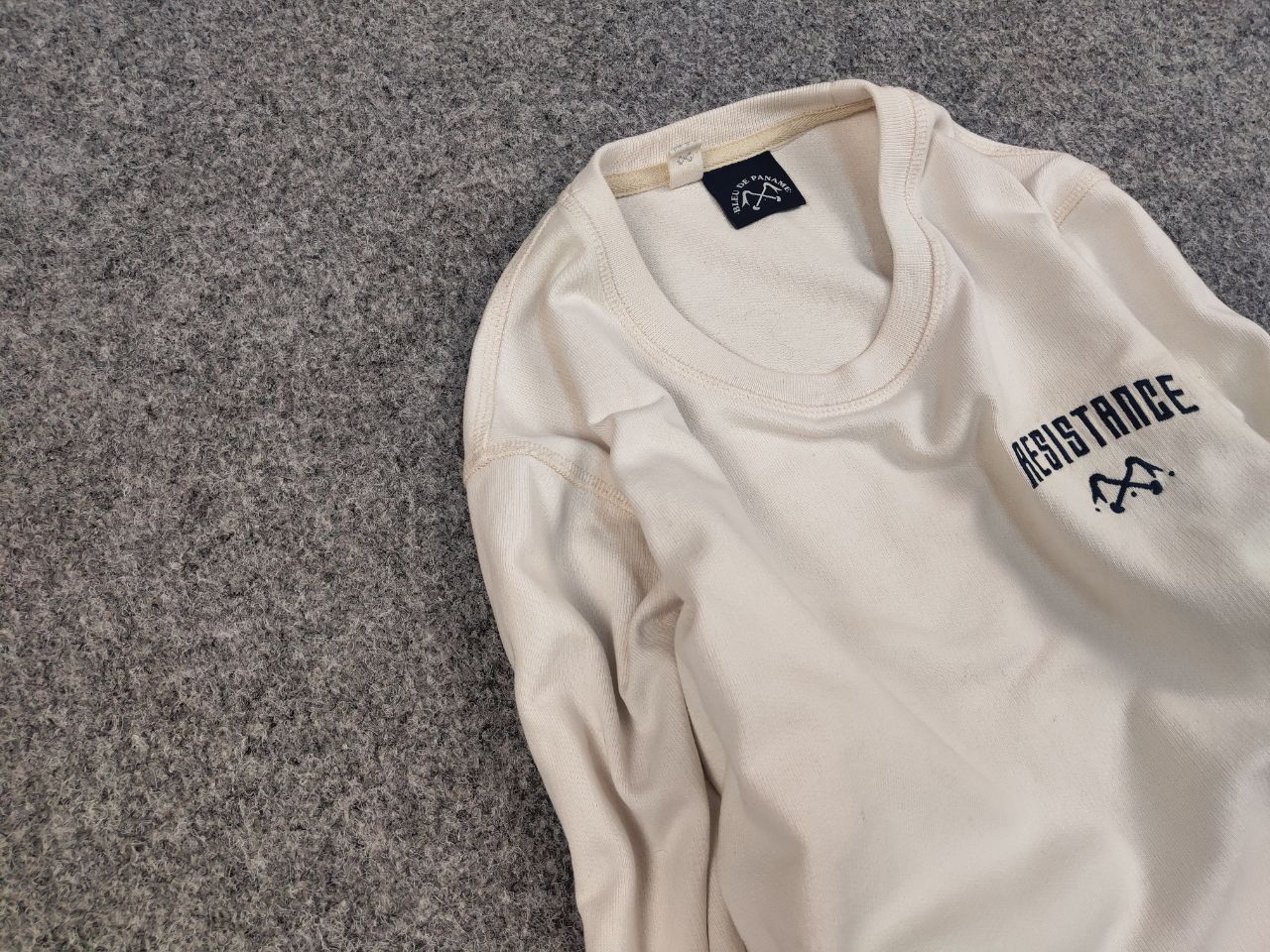 Bleu De Paname Bleu De Paname Crew Check Logo Jumper Beige Sweatshirt Size US M / EU 48-50 / 2 - 7 Thumbnail
