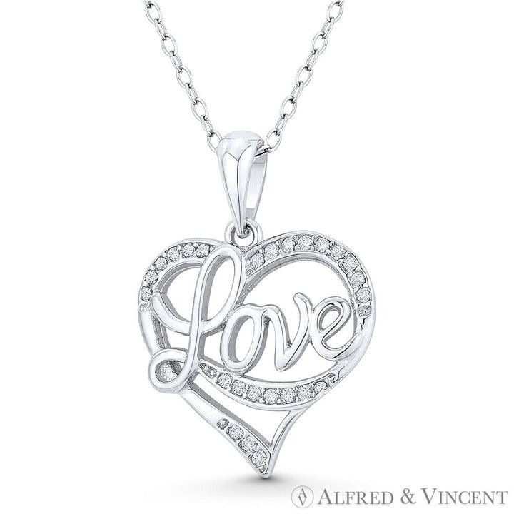 Other Heart Charm & "Love" Script Pendant in .925 Sterling Silver Size ONE SIZE - 1 Preview
