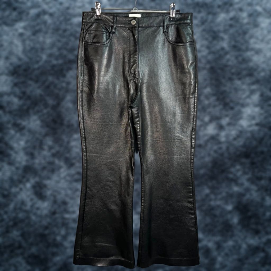Vintage VINTAGE Wilfred Womens Black Faux Leather Flared Pants Size 6 Size 28" / US 6 / IT 42 - 1 Thumbnail