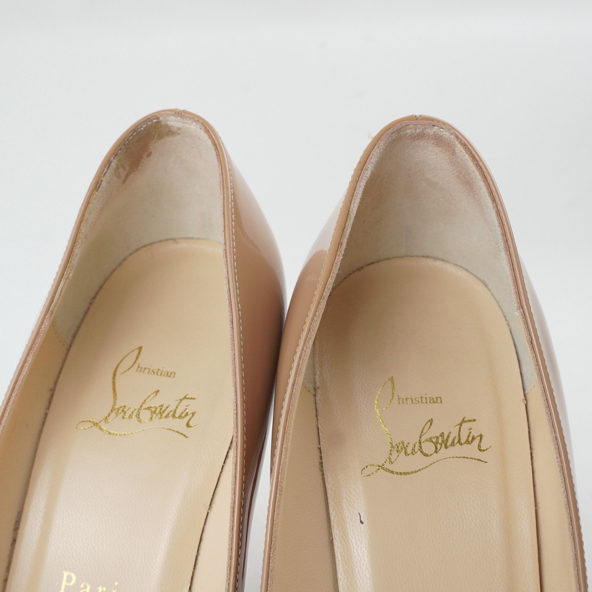Christian Louboutin Christian Louboutin Heel Beige Pointed Toe Patent Leather Size US 6.5 / IT 36.5 - 8 Thumbnail