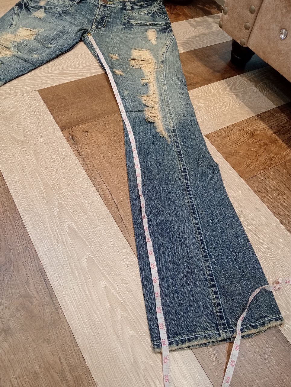 Japanese Brand CASVA BLUE DISTRESSED BLUE DENIM FLARED PANTS Size US 33 - 12 Thumbnail