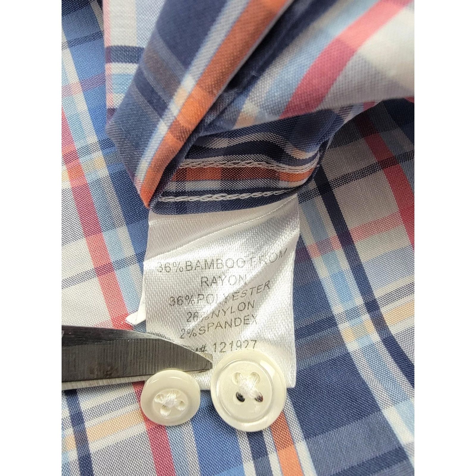 johnnie-O Johnnie-O Shirt Mens Medium Blue Orange Plaid Prep-Formance Long Sleeve Button Up Shirt Size US M / EU 48-50 / 2 - 6 Thumbnail