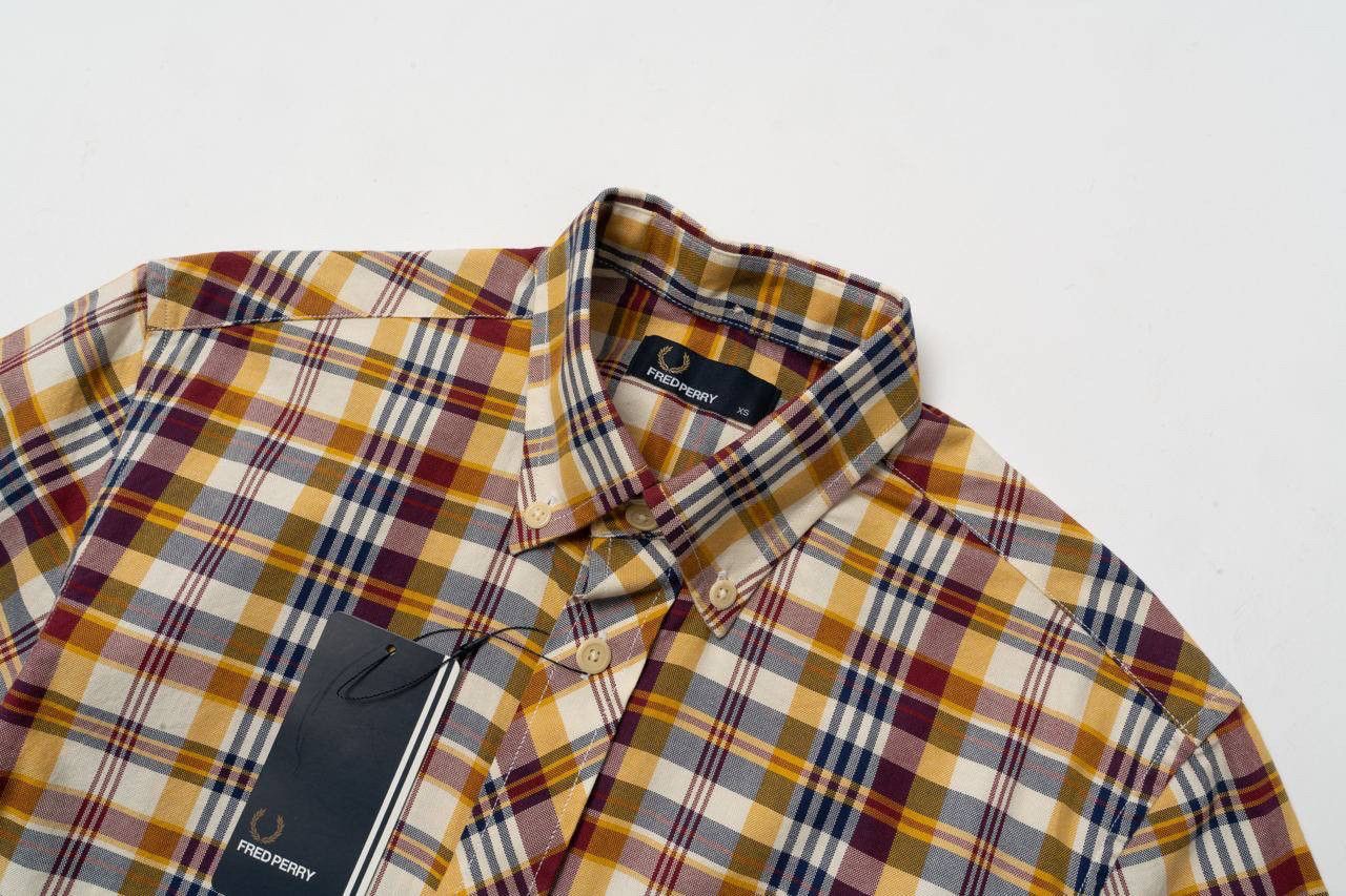 Fred Perry 🔵 FRED PERRY Short Sleeve Cotton Madras Check Shirt Size US XS / EU 42 / 0 - 9 Thumbnail