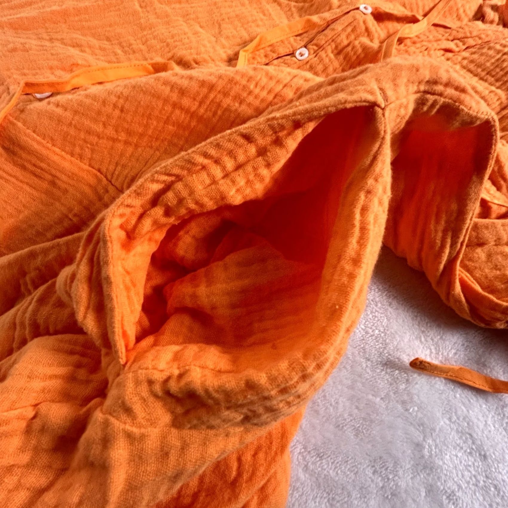 Vintage Magaschoni Women's Boho Dress Organic Cotton Gauze Turmeric Orange Medium Size M / US 6-8 / IT 42-44 - 5 Thumbnail