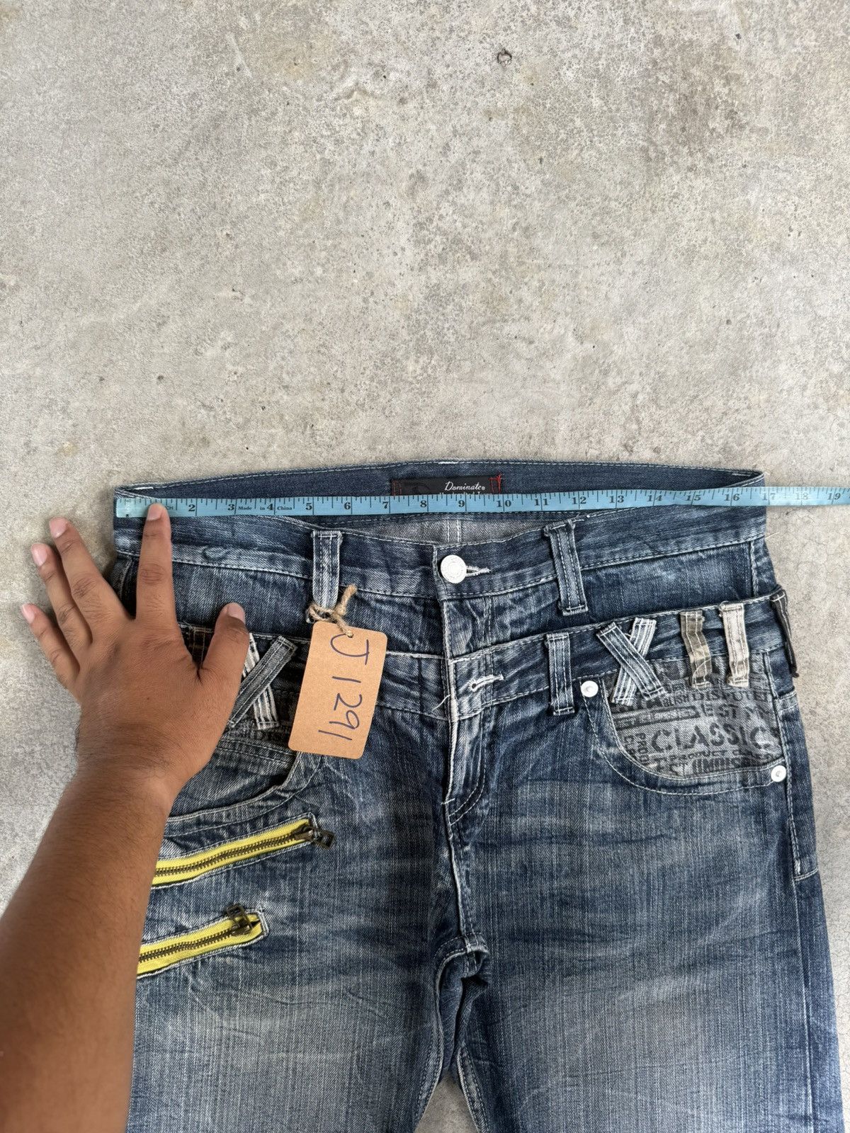 Japanese Brand Japanese Double Waist Dominate Embroidered Distressed Jeans Size US 33 - 23 Thumbnail