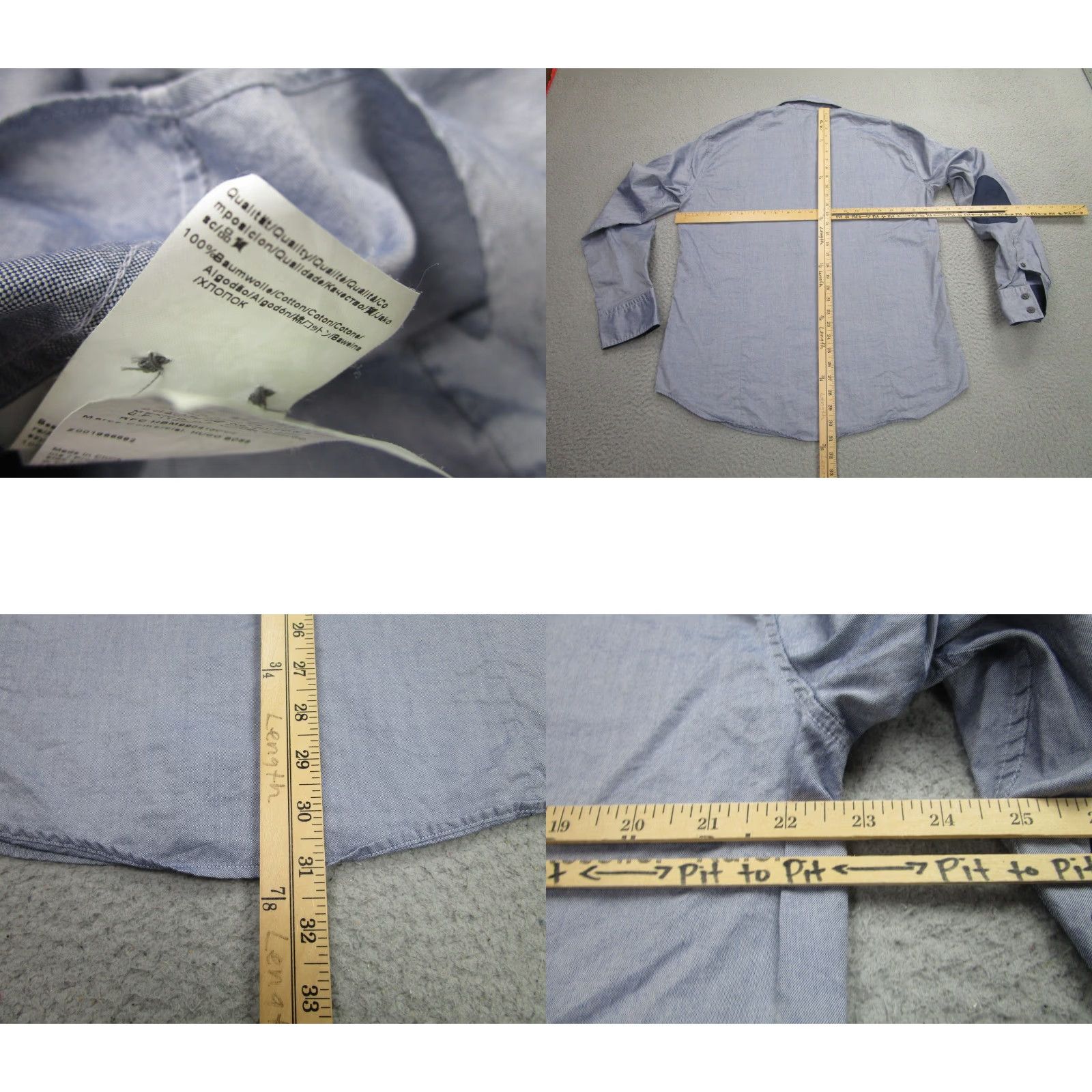 Vintage BOSS Orange Chambray Shirt Mens XL Blue Long Sleeve Button-Up Casual with Elbow Patches Size US XL / EU 56 / 4 - 8 Thumbnail