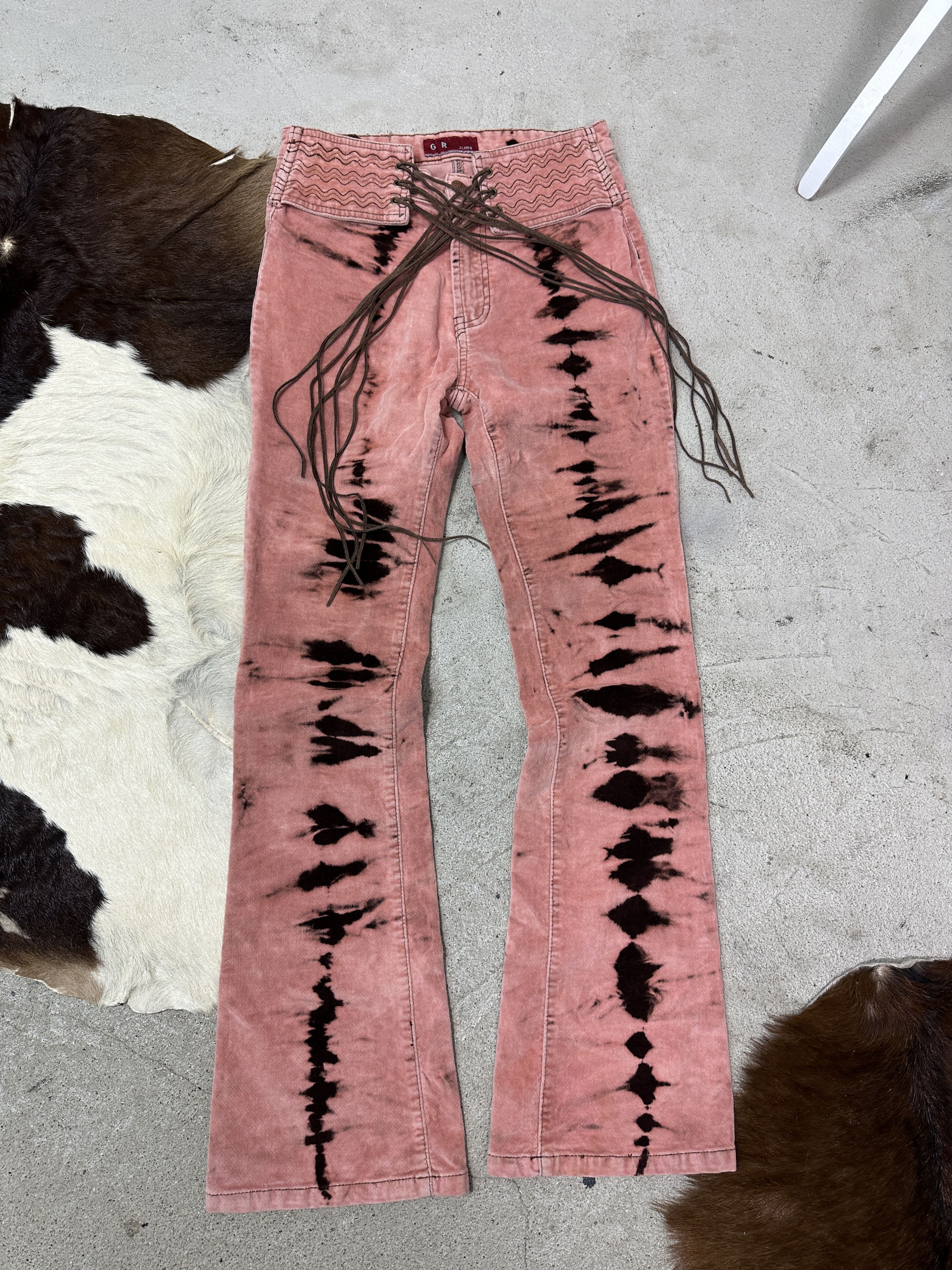 Vintage Vintage Western Velvet Printed Flared Pants 00s Size 24" / US 00 / IT 34 - 2 Thumbnail