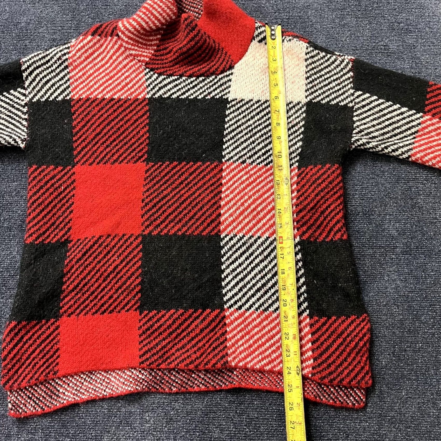 DKNY VINTAGE DKNY Sweater Womens M Red Black Buffalo Plaid Turtleneck Knit Pullover Size M / US 6-8 / IT 42-44 - 5 Thumbnail
