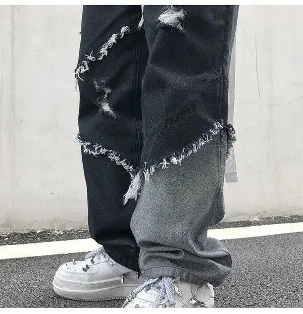 Jean Baggy Distressed patchwork jeans denim y2k vintage Size US 30 / EU 46 - 7 Thumbnail