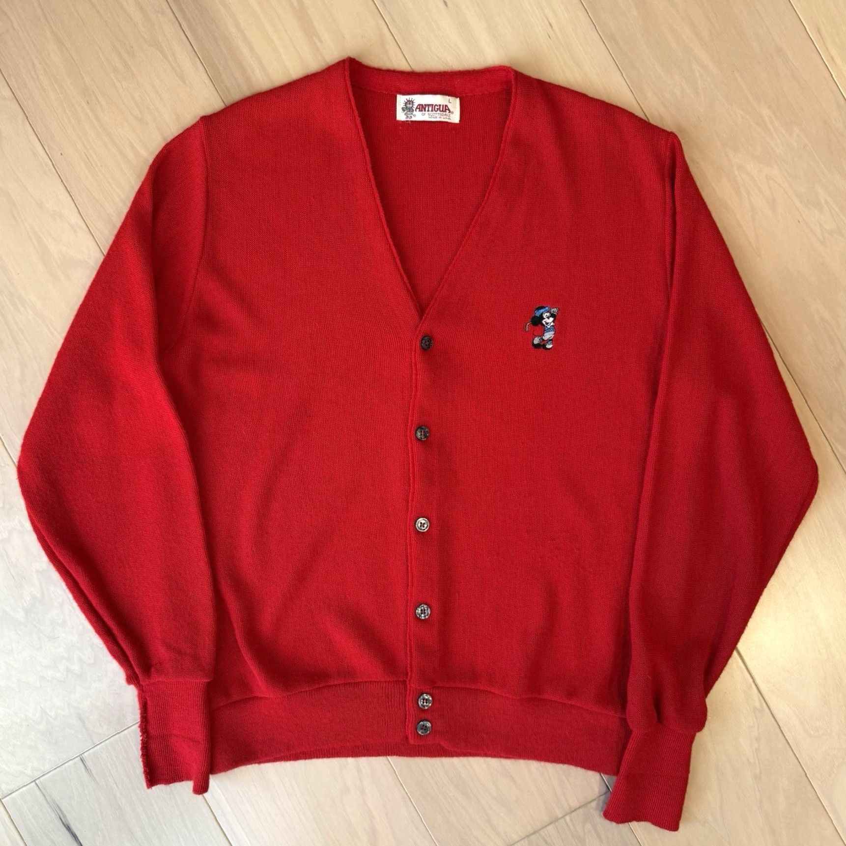 Disney VINTAGE Disney Mickey Mouse Cardigan L Red Acrylic Sweater Men Cardigan Size US L / EU 52-54 / 3 - 2 Thumbnail