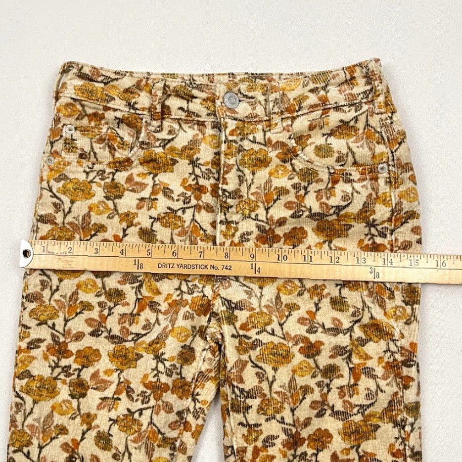 Anthropologie Anthropologie Pilcro Icon Pants 25 W26 I30 Flare Yellow Corduroy Floral Spring Size 42" / US 20 - 7 Thumbnail
