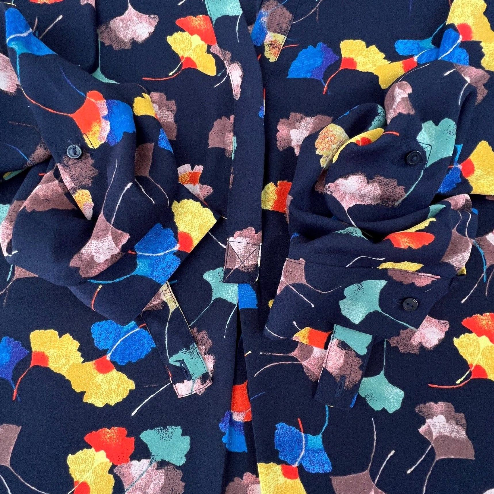 Vintage The Limited Womens Small Long Sleeve Blue Floral V Neck Blouse Shirt Size S / US 4 / IT 40 - 7 Thumbnail