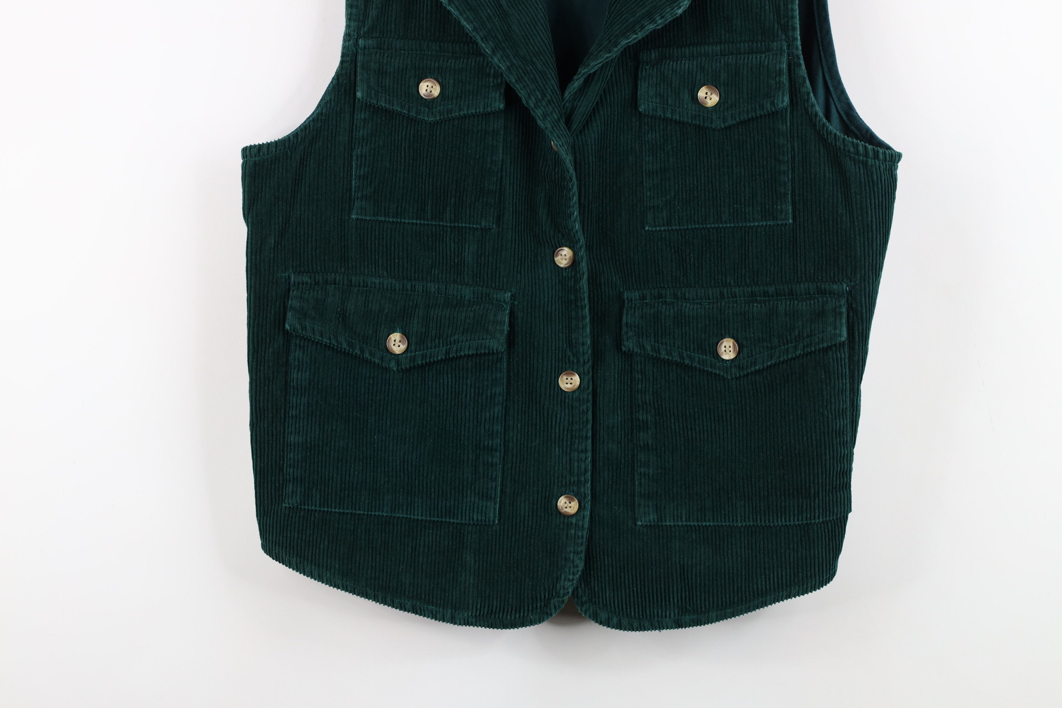 Vintage Vintage 90s Streetwear Corduroy Button Vest Jacket Green Size S / US 4 / IT 40 - 3 Thumbnail
