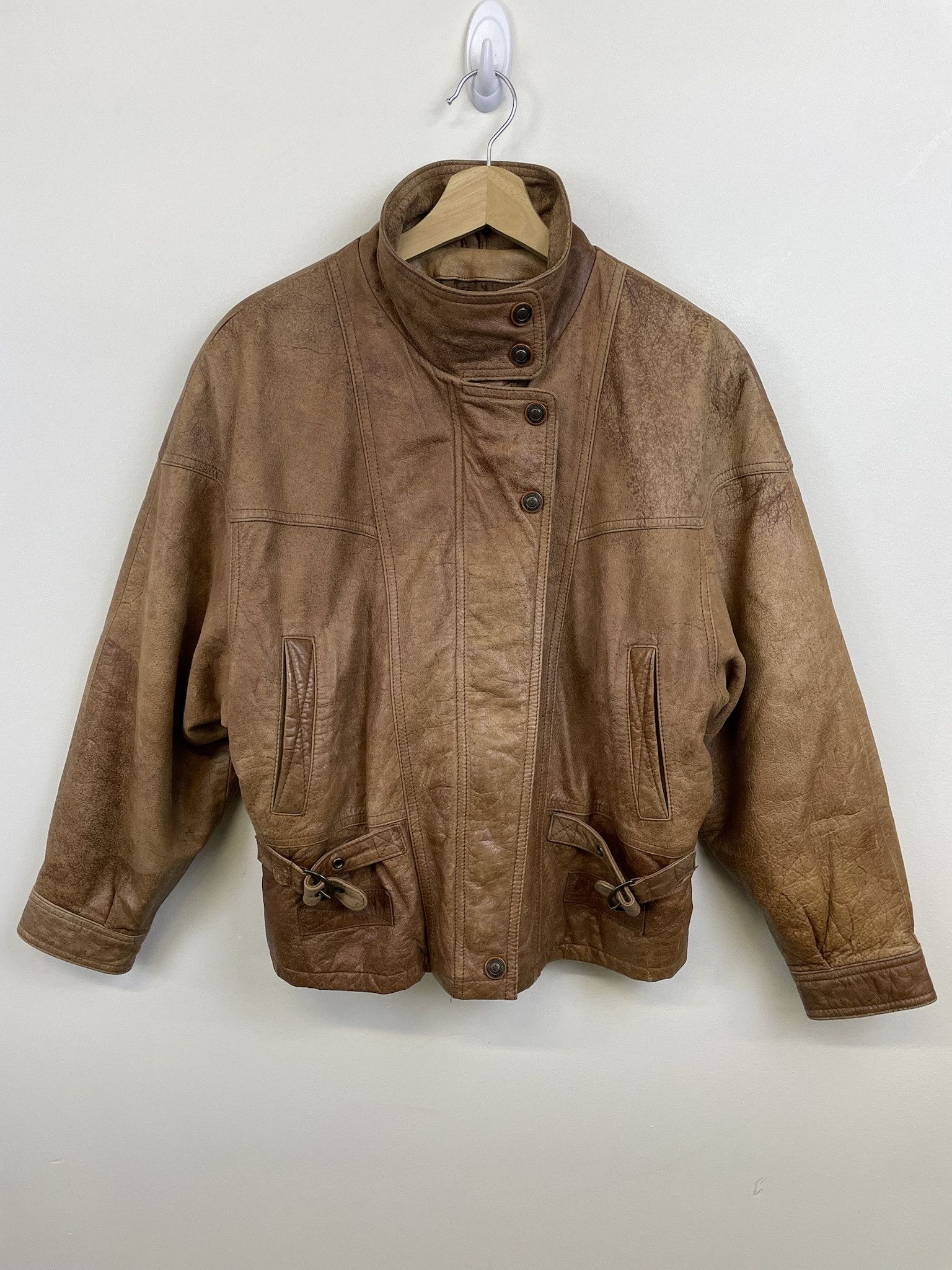 Leather Jacket × Windbreaker Vintage 1990s Leather Bomber Leather Jacket × Windbreaker Vintage 1990s Leather Bomber