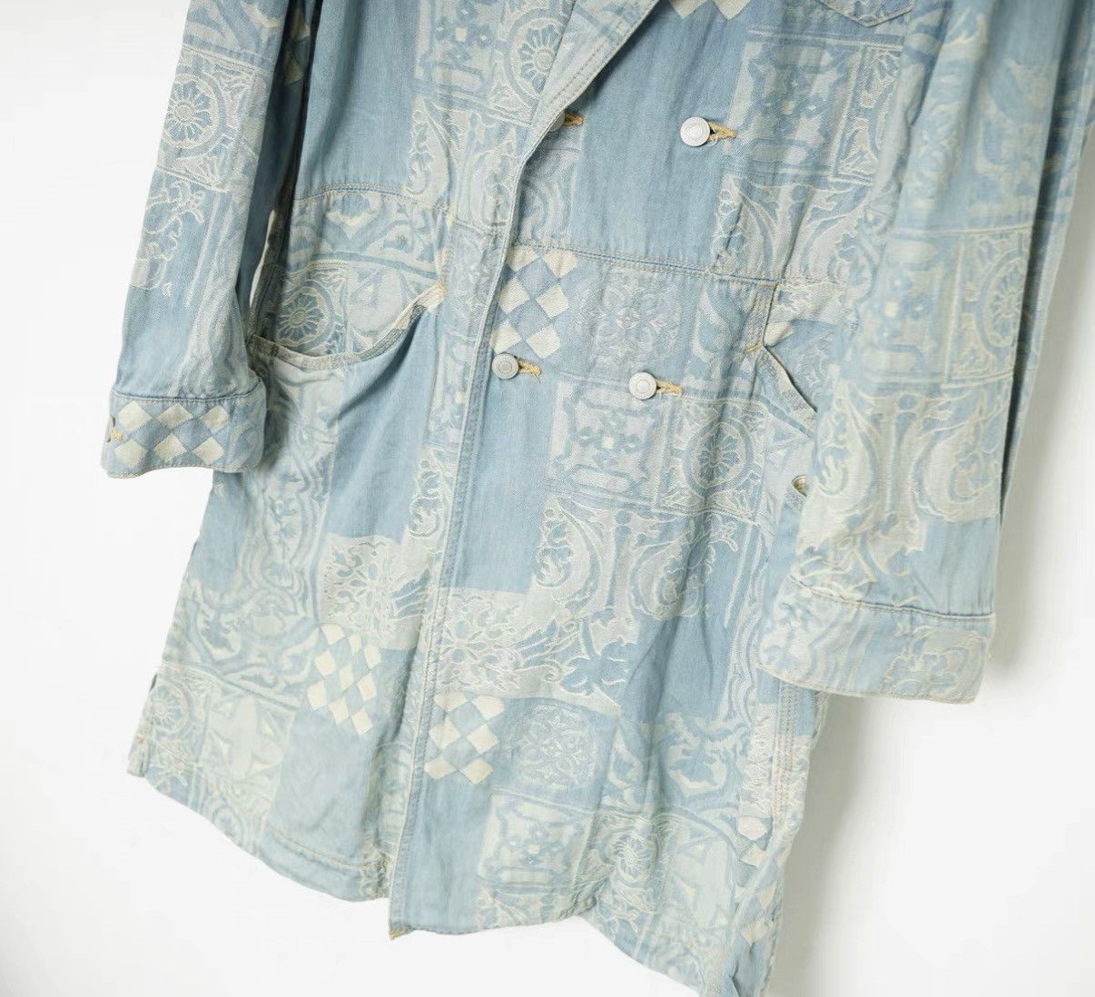 Iroquois Japan Iroquois Washed Embroidered Denim Mid-Length Coat Size US S / EU 44-46 / 1 - 5 Thumbnail