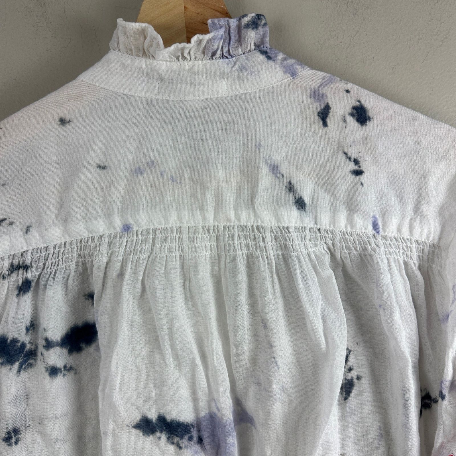 Sundry Sundry Tie Dye Ruffle Button Popover Top Shirt Blouse 0 XS Size XS / US 0-2 / IT 36-38 - 6 Thumbnail