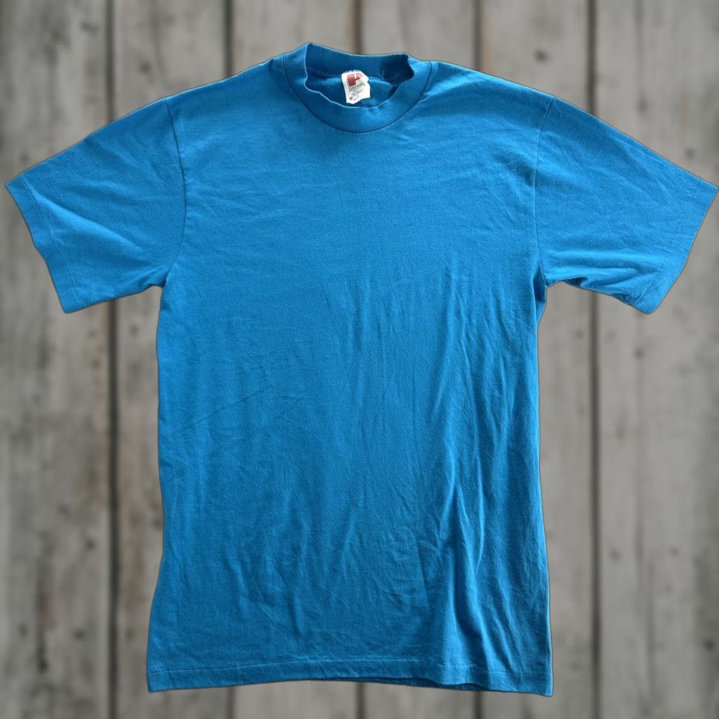 Vintage VINTAGE Paramount Sportswear Shirt Mens L Blue Blank Single Stitch Made USA 80s Size US L / EU 52-54 / 3 - 1 Thumbnail