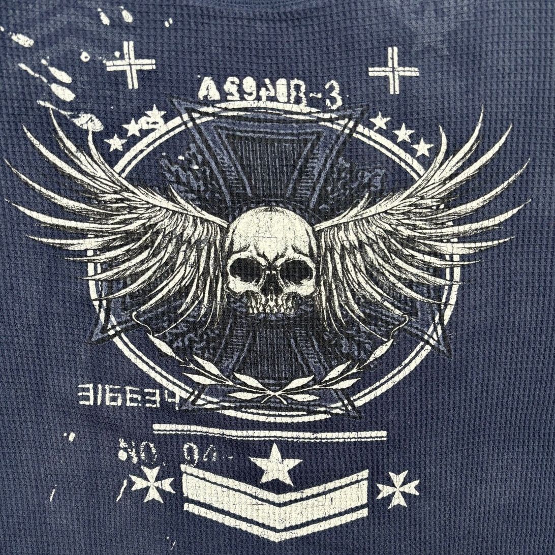 Affliction Hybrid Threads Skull Cross Graphic Long Sleeve Thermal Y2K Size US XL / EU 56 / 4 - 6 Thumbnail