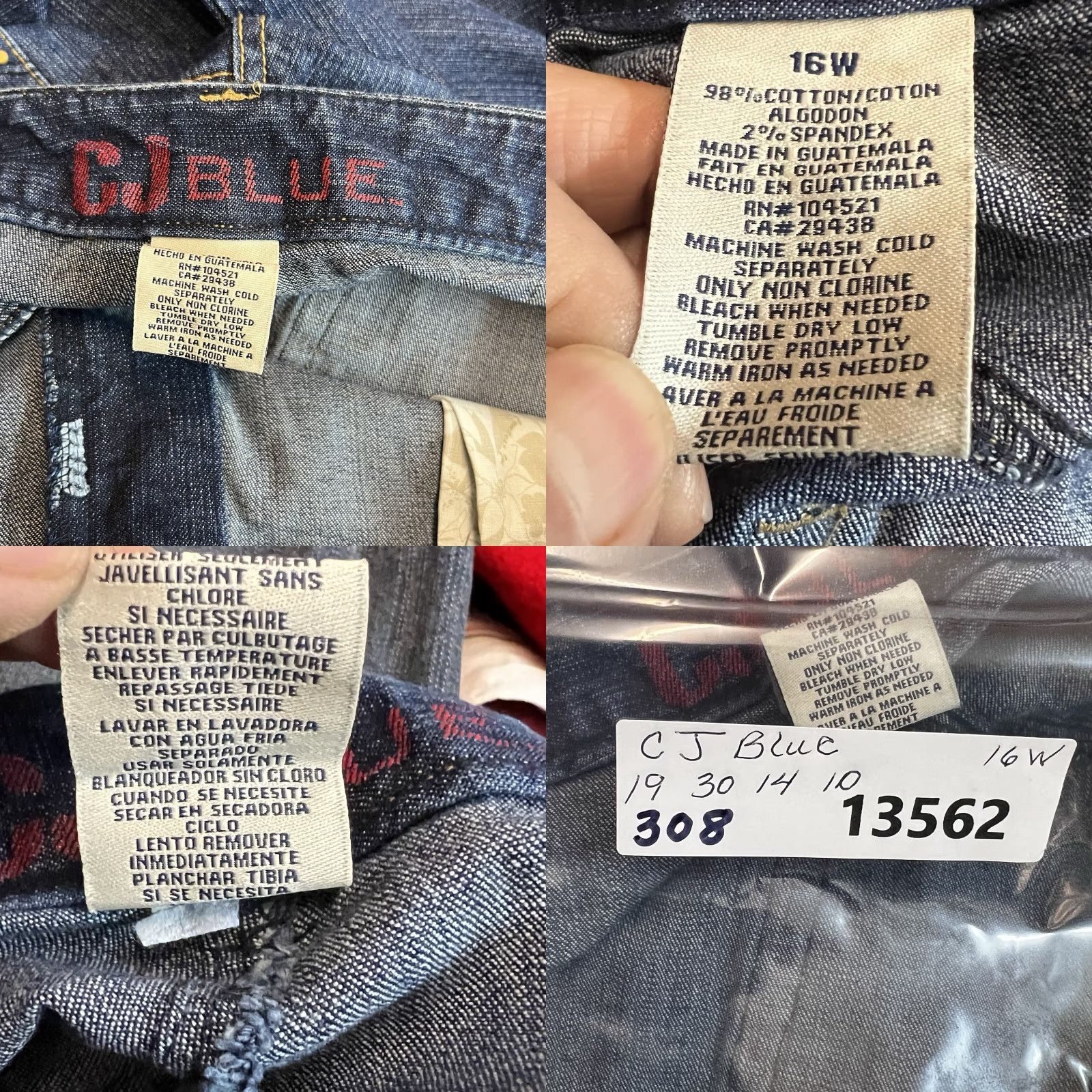 Denime VINTAGE Caribbean Joe Blue Denim Boot Cut Jeans Womens Size 16W 38X30 NWT Size 38" / US 16 / IT 52 - 9 Thumbnail