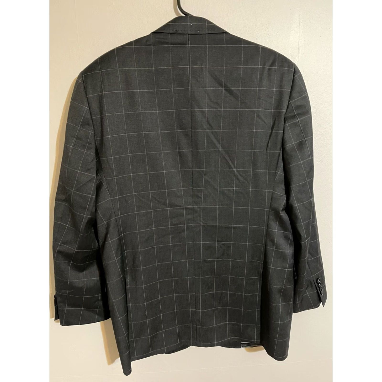 Vintage Zanetti Blazer Made in Italy Gray Windowpane Suit Jacket Coat Men's 42R Size 42R - 4 Thumbnail