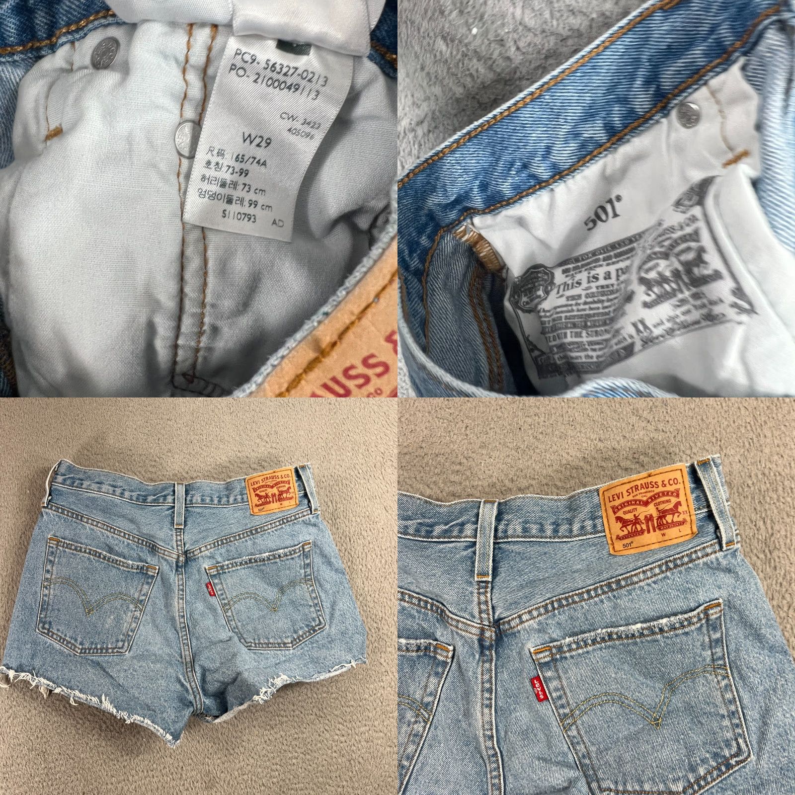 Levi's Levi's 501 Women's Blue Distressed Denim Cut Off Frayed Shorts Button-Fly W29 Size 29" - 8 Thumbnail