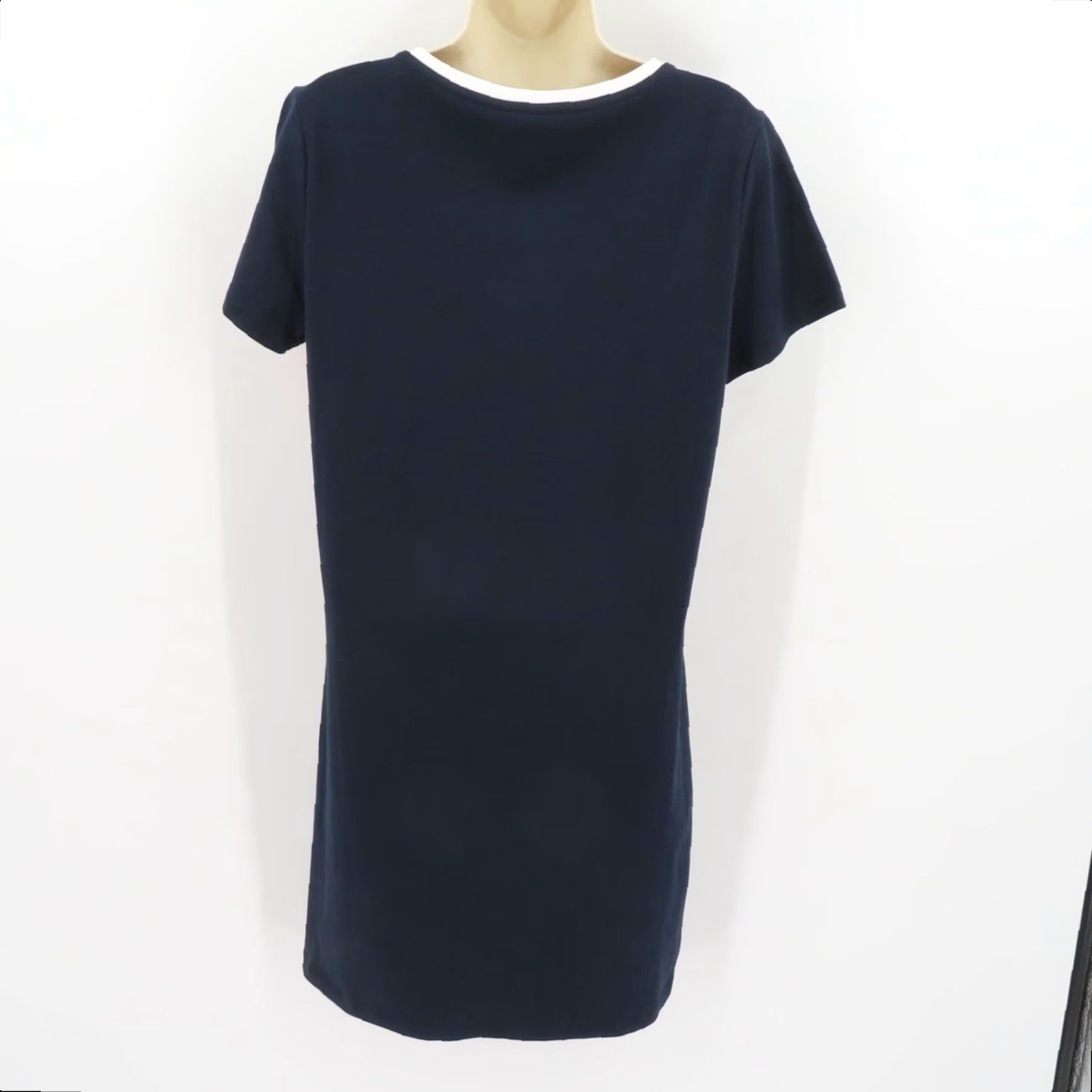 Tommy Hilfiger Tommy Hilfiger Dress Women Medium Short Sleeve Cotton Blend Solid Knee Length Blue White Red Shirt Dress T-Shirt Dress Vintage? No Size 32" / US 10 / IT 46 - 3 Thumbnail