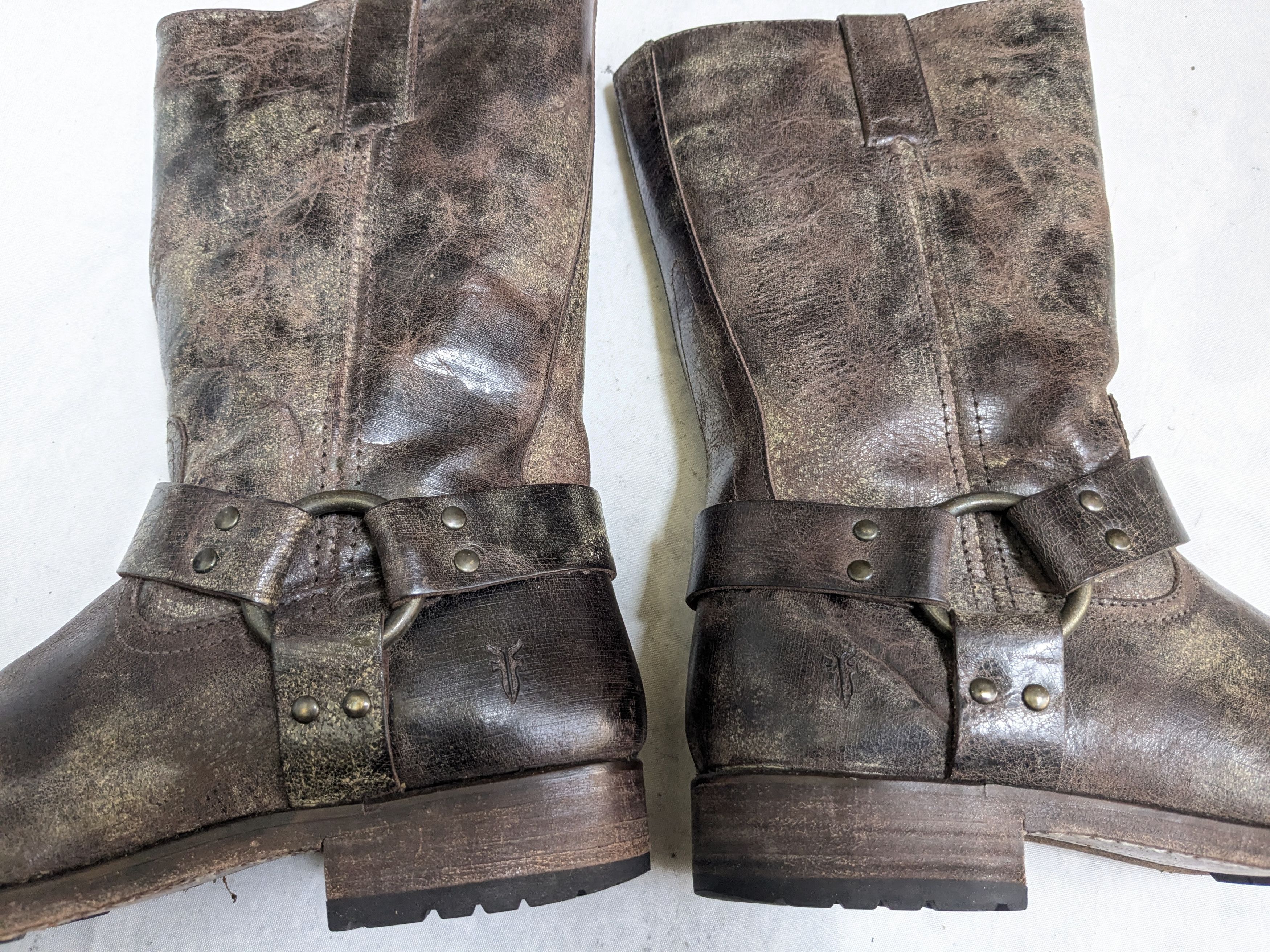 Frye Frye Harness Brown Leather 9.5 D Leather Buckle Punk Size US 9.5 / EU 42-43 - 7 Thumbnail
