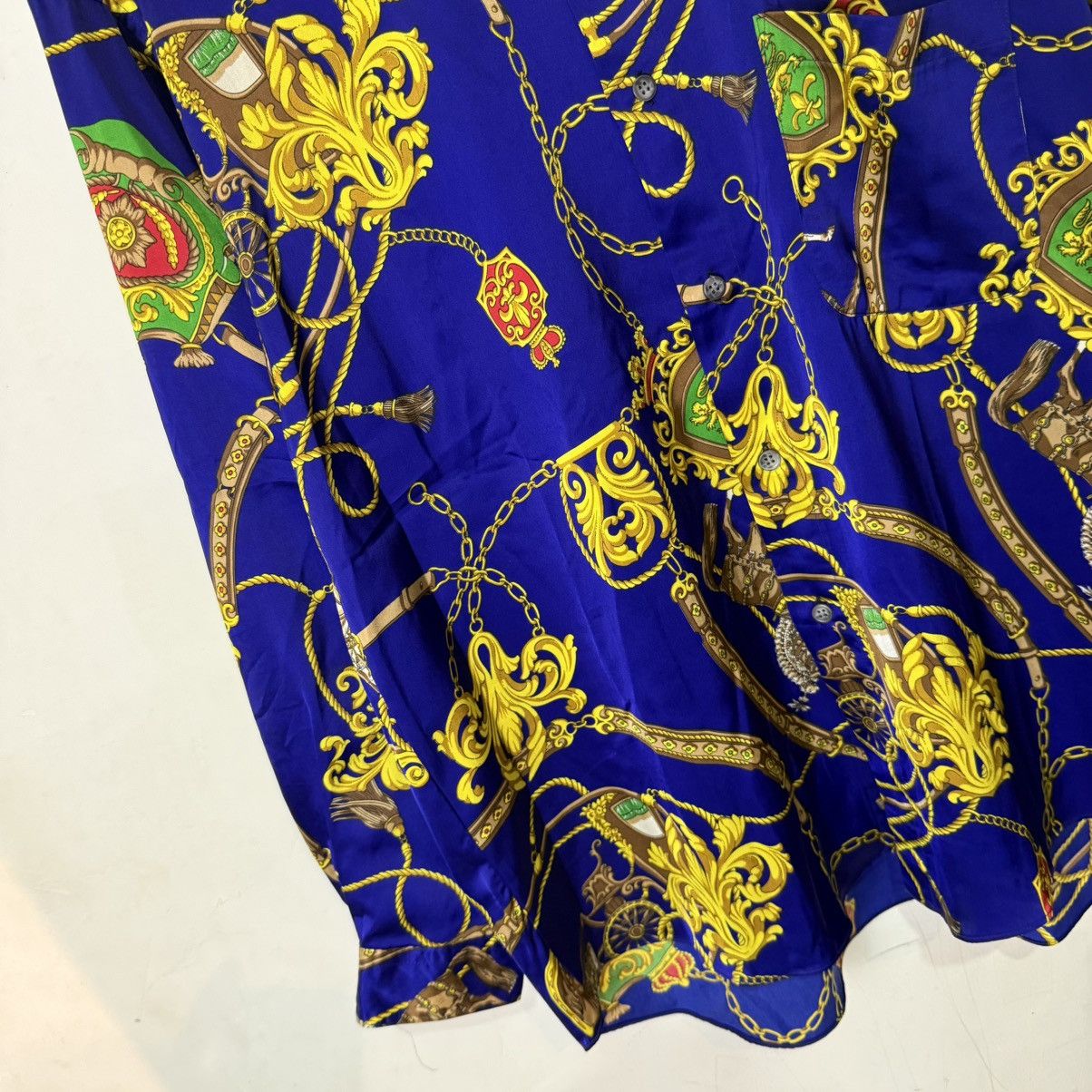 Japanese Brand Reckless japan luxury chain crest silk button up Size US XL / EU 56 / 4 - 4 Thumbnail