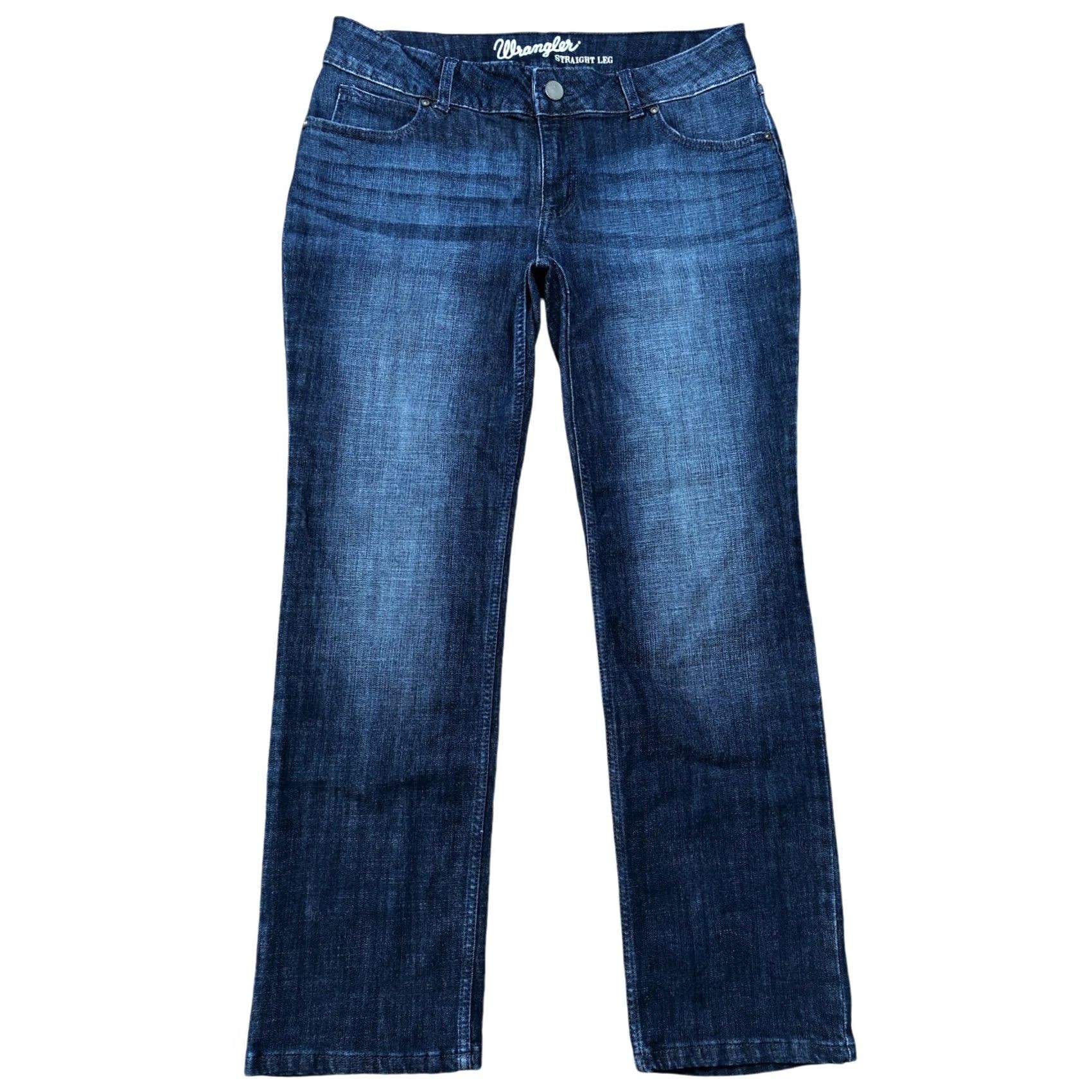 Wrangler Wrangler Jeans Womens Straight 5-Pocket Denim Stretch Zip Belt Loops 34 Inseam 30 Inseam Blue Medium Wash Mae Retro Wrangler Cowboys Womens Jeans Size 34" / US 12 / IT 48 - 2 Thumbnail