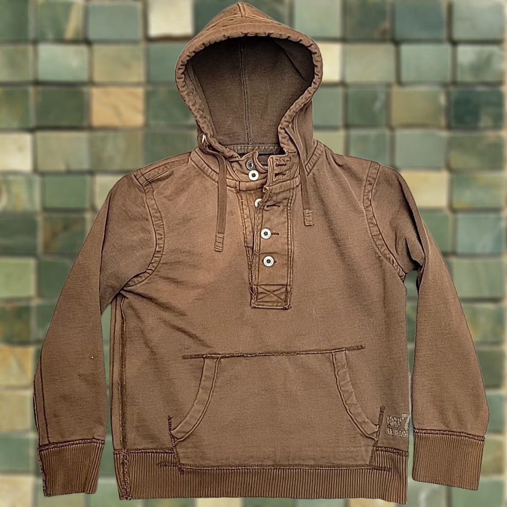 American Eagle Outfitters American Eagle Outfitters Hoodie Womens L Brown Henley Pullover Vintage Wash Size L / US 10 / IT 46 - 1 Thumbnail
