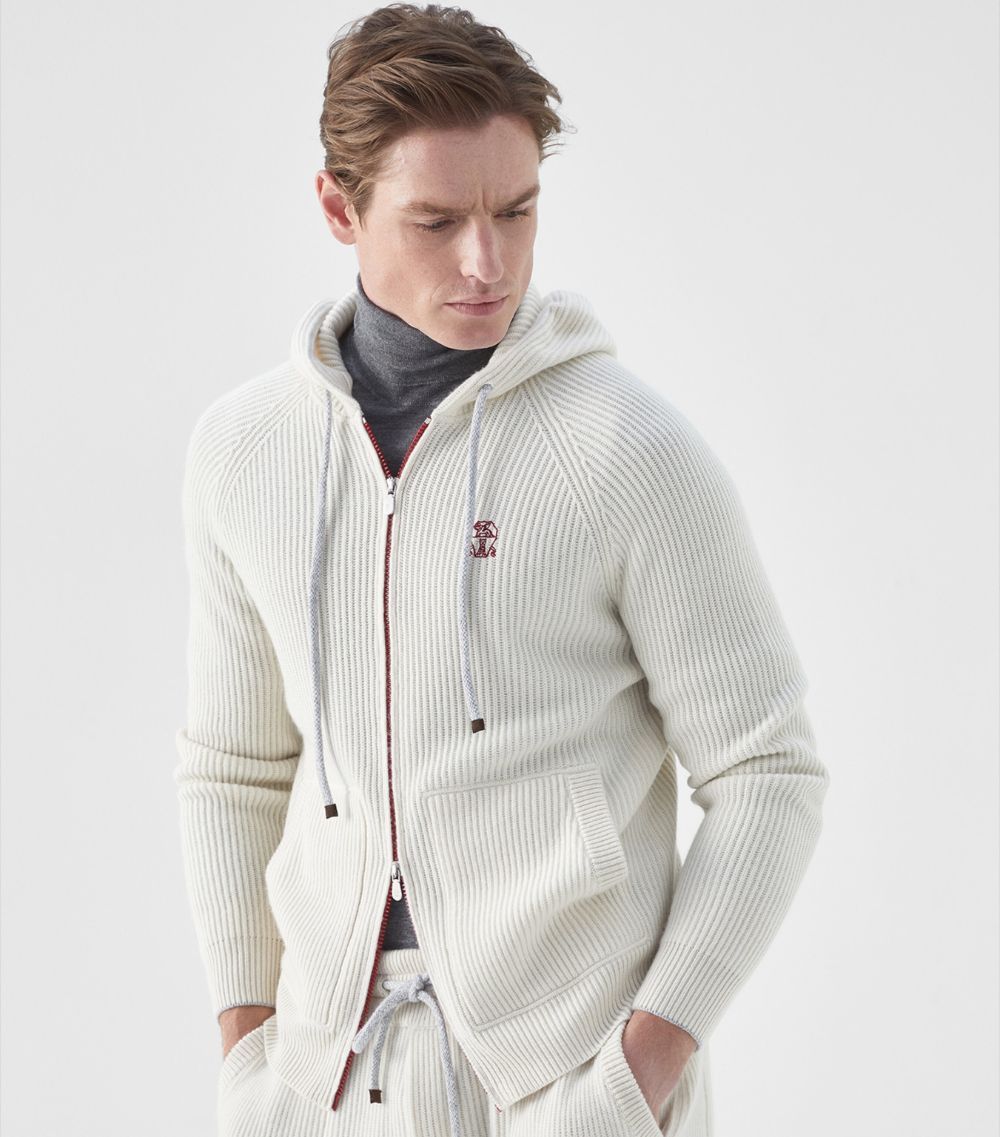 Brunello Cucinelli o1w1db10924 Cashmere Cardigan in Natural Size US XXL / EU 58 / 5 - 1 Thumbnail