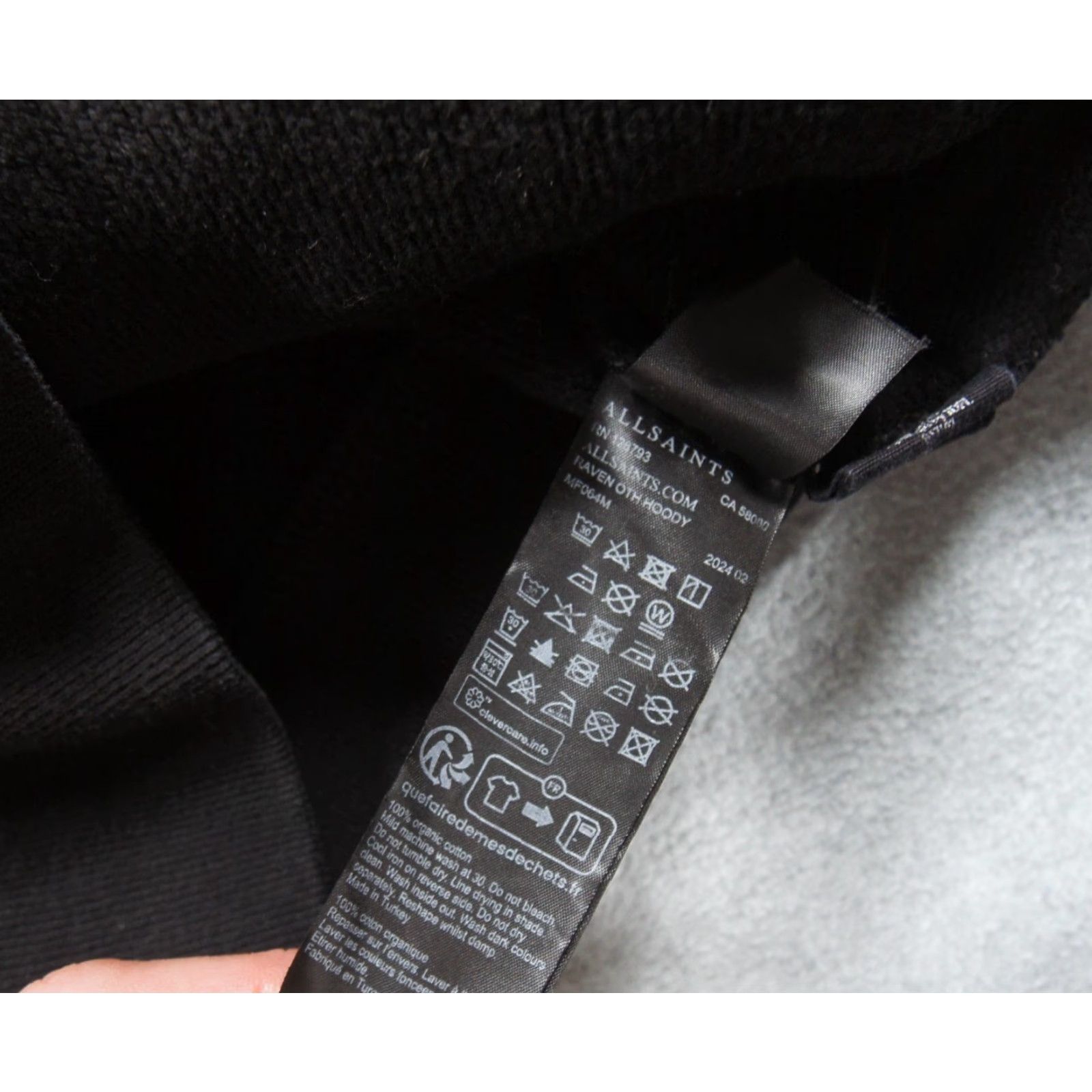 Allsaints AllSaints Hoodie Mens XS Black Pullover Sweatshirt Regular, Logo, Cotton, 10-9- Sleep? Size US XS / EU 42 / 0 - 7 Thumbnail