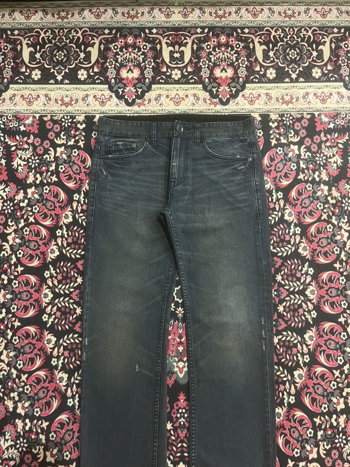 Armani Armani Exchange Dark Whisker Washed Straight Leg Jeans Size US 31 - 3 Thumbnail
