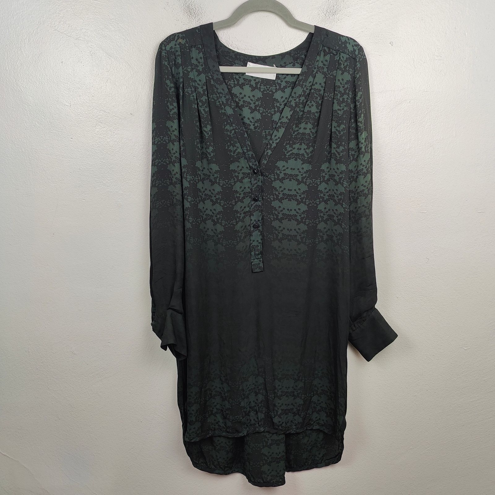 A.L.C. A.L.C. 100% Silk Dress Womens Small Green Black Ombre Floral Size S / US 4 / IT 40 - 1 Thumbnail