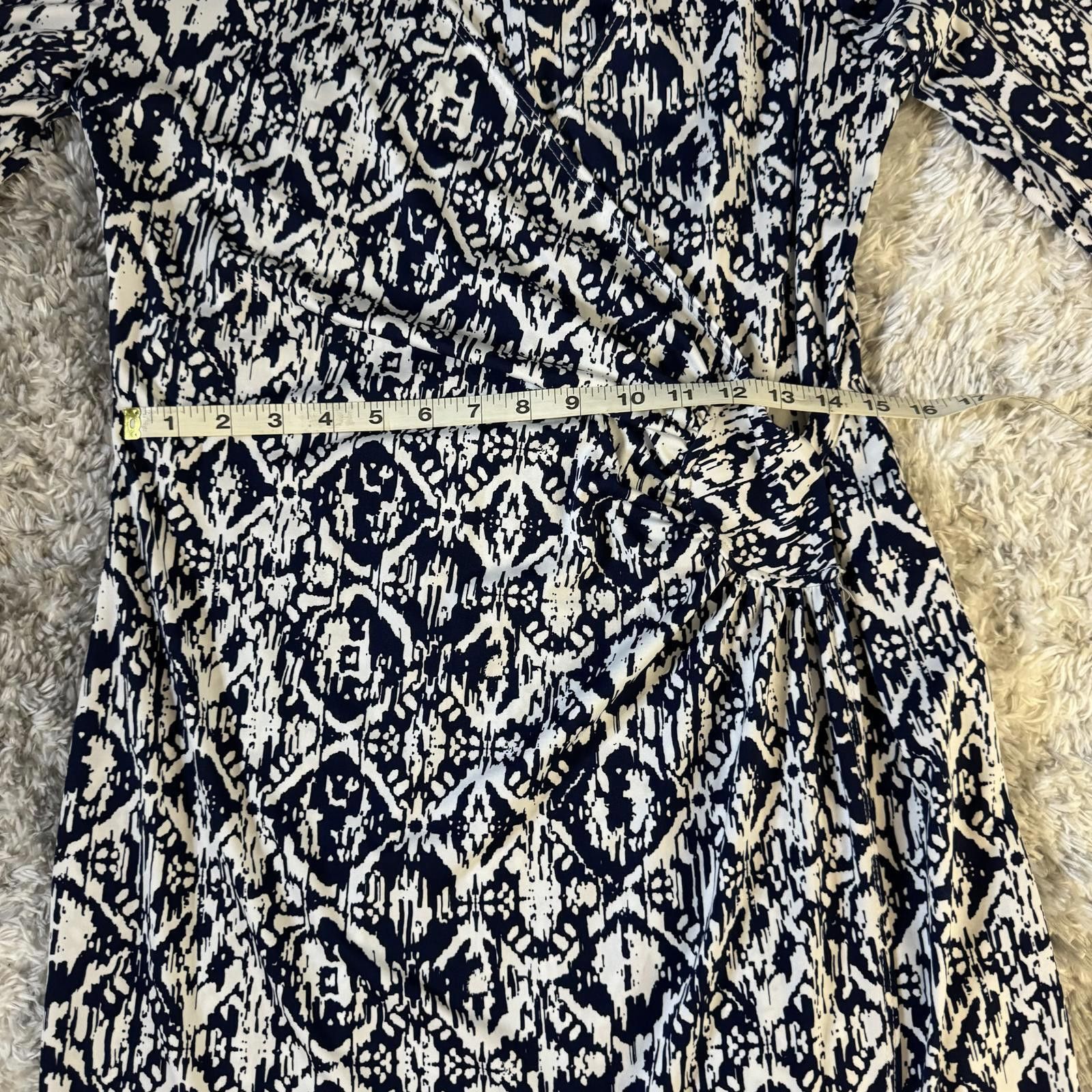 Designer AA Studio Women's Size 12 Navy and White Wrap Dress Midi Size XL / US 12-14 / IT 48-50 - 4 Thumbnail